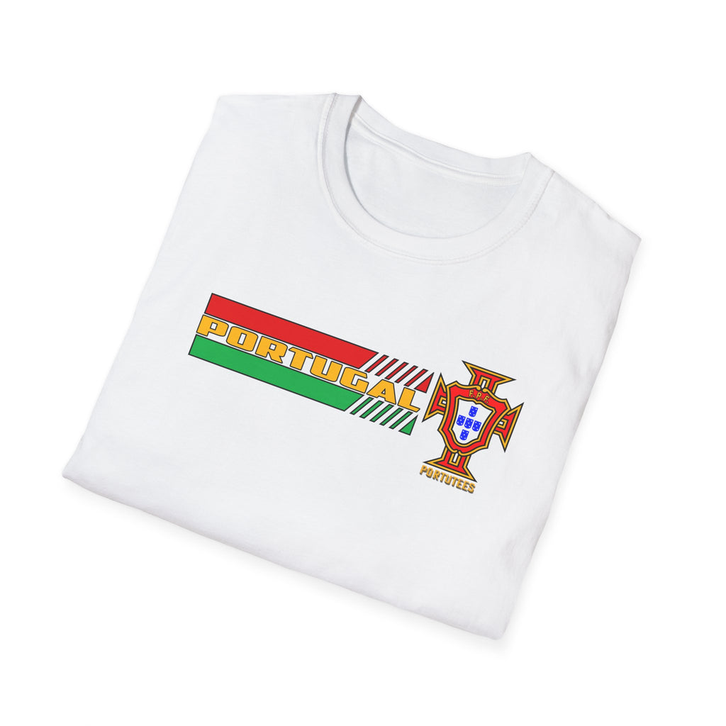 Portugal Soccer Retro Stripe T-Shirt — Portuguese Crest Football Soccer Tee