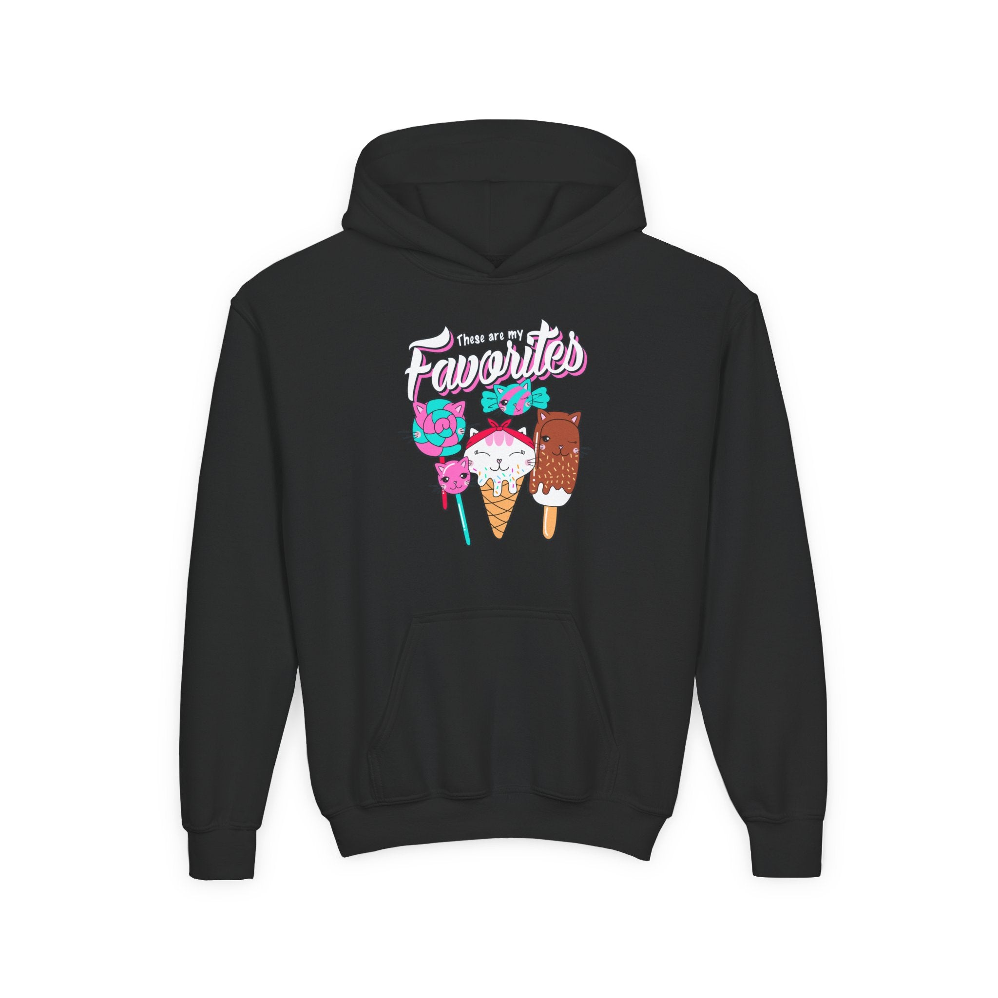 Cute Ice Cream Favorites Youth Hoodie, Summer Apparel, Kids Sweatshirt, Birthday Gift, Cartoon Ice Cream Design