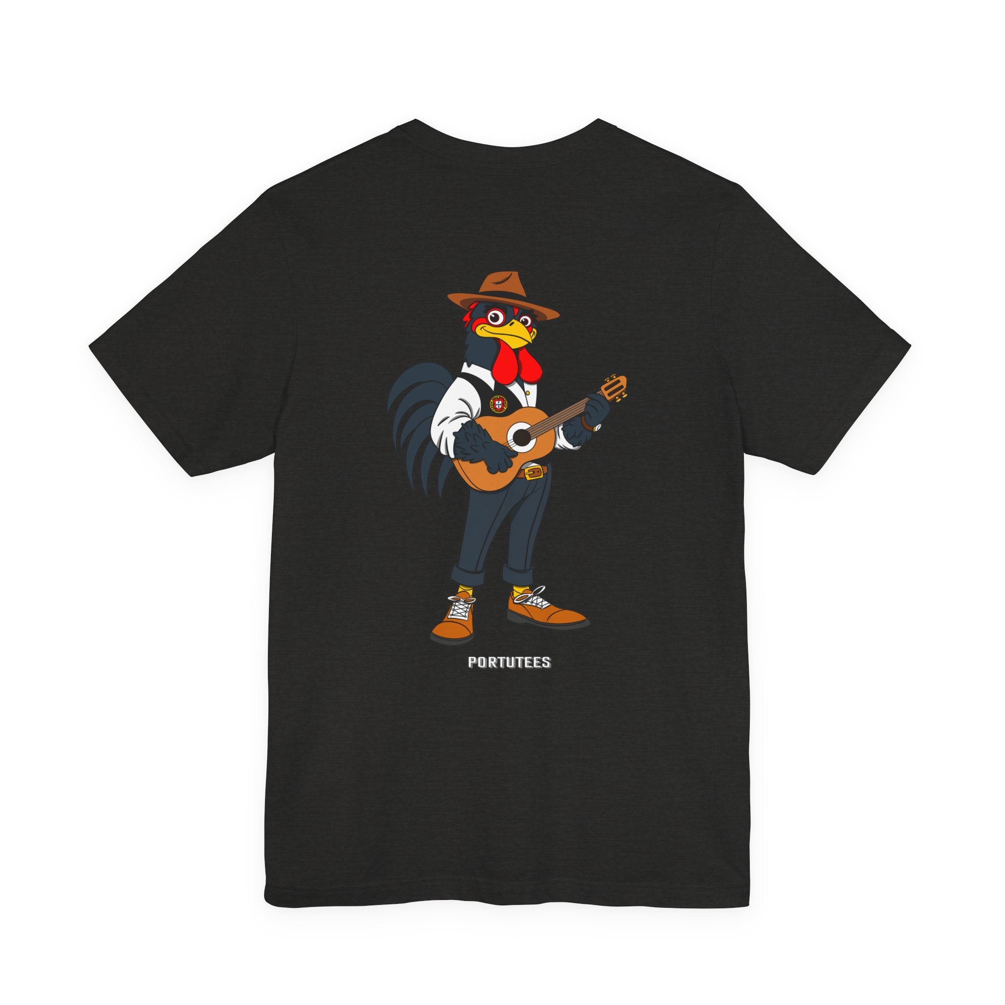 Fado Rooster Music Tee | Unisex Jersey Short Sleeve Tee, Funny Animal Shirt, Gift for Musicians, Casual Style, Chicken Lover Apparel,