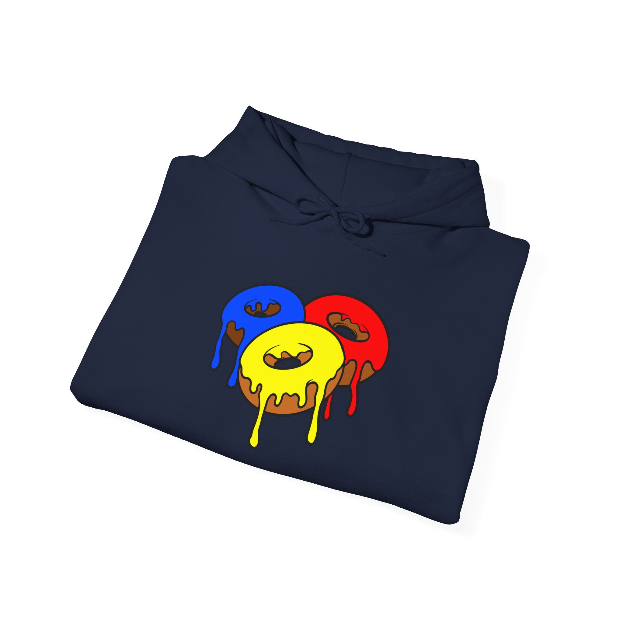 Colorful Dripping Donut Unisex College Hoodie, Fun and Trendy Sweatshirt, Great for Students, Casual Wear, Gift Idea