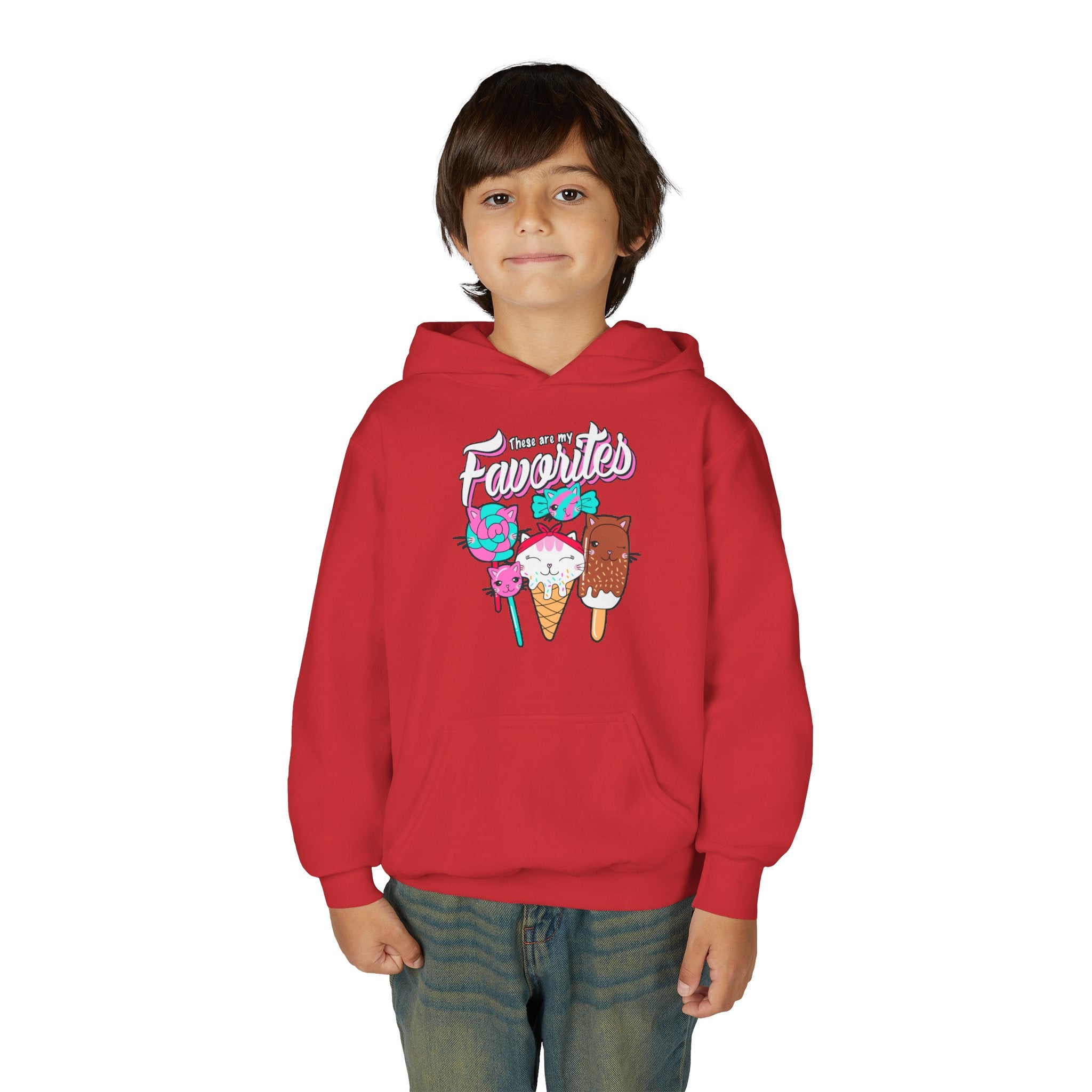 Cute Ice Cream Favorites Youth Hoodie, Summer Apparel, Kids Sweatshirt, Birthday Gift, Cartoon Ice Cream Design