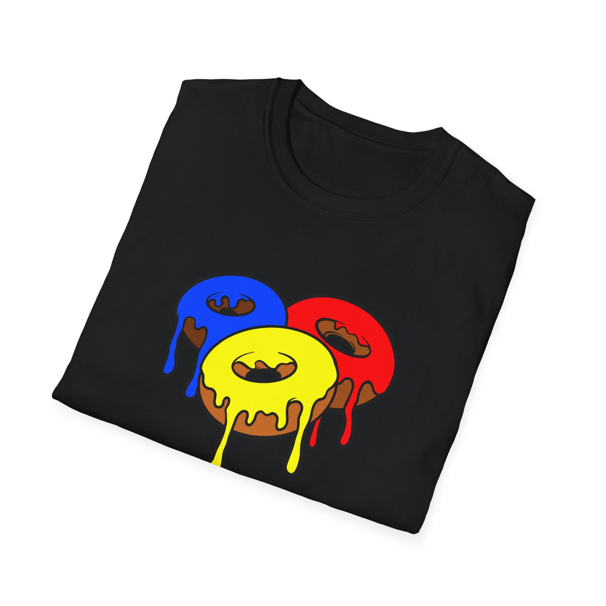 Colorful Dripping Donuts Unisex T-Shirt, Foodie Tee, Summer Outfit, Gift for Bakers, Casual Wear, Sweet Treat Apparel