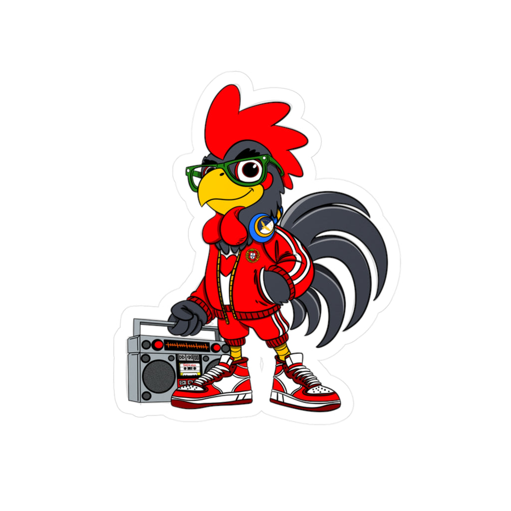Hip-Hop Rooster Vinyl Decal, Fun Stickers for Laptop, Car, Wall, Office Decor, Gift for Chicken Lovers, Retro Vibe