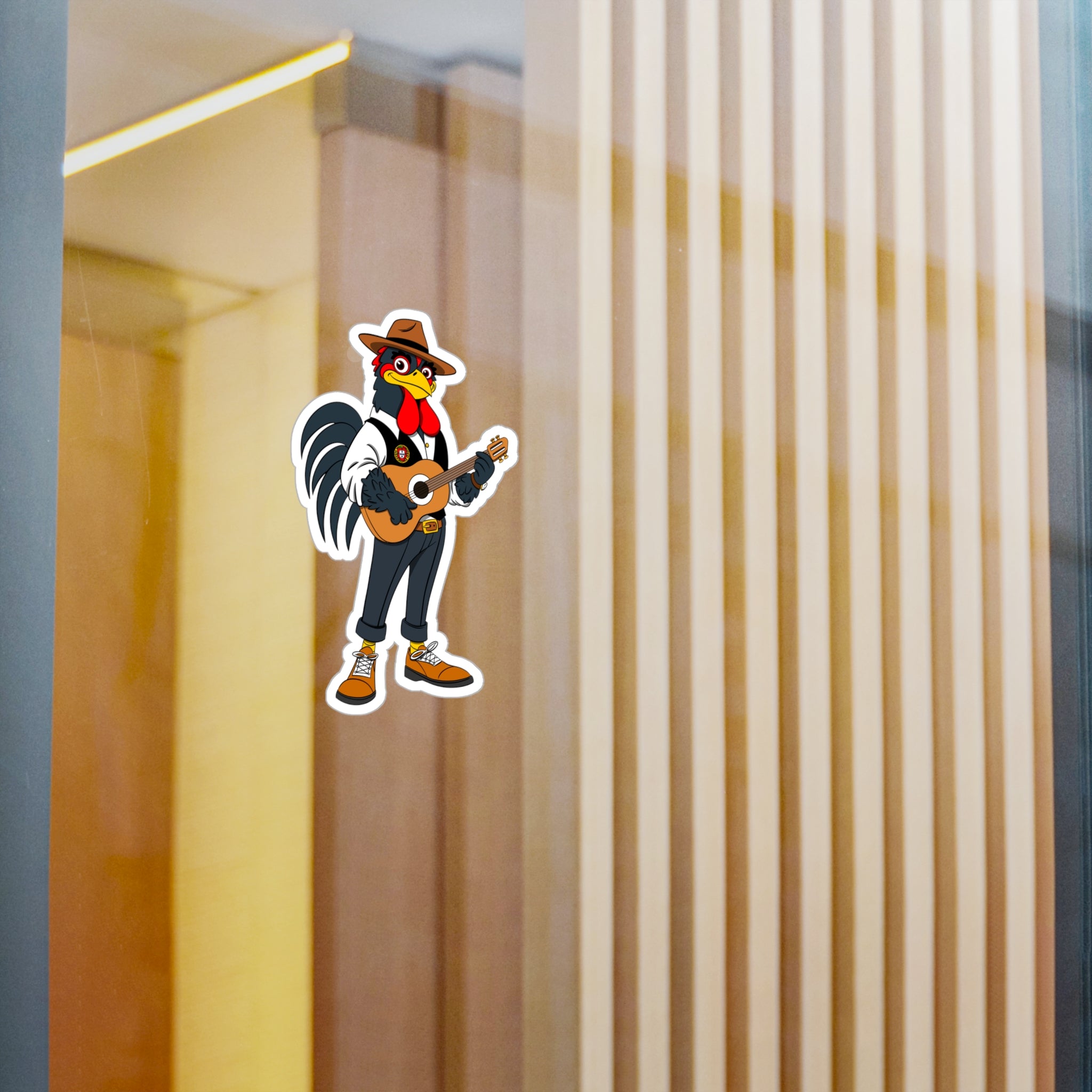 Fado Rooster Musician Vinyl Decal | Fun Wall Decoration, Cool Laptop Sticker, Unique Gift for Musicians, Chicken Lover Decor