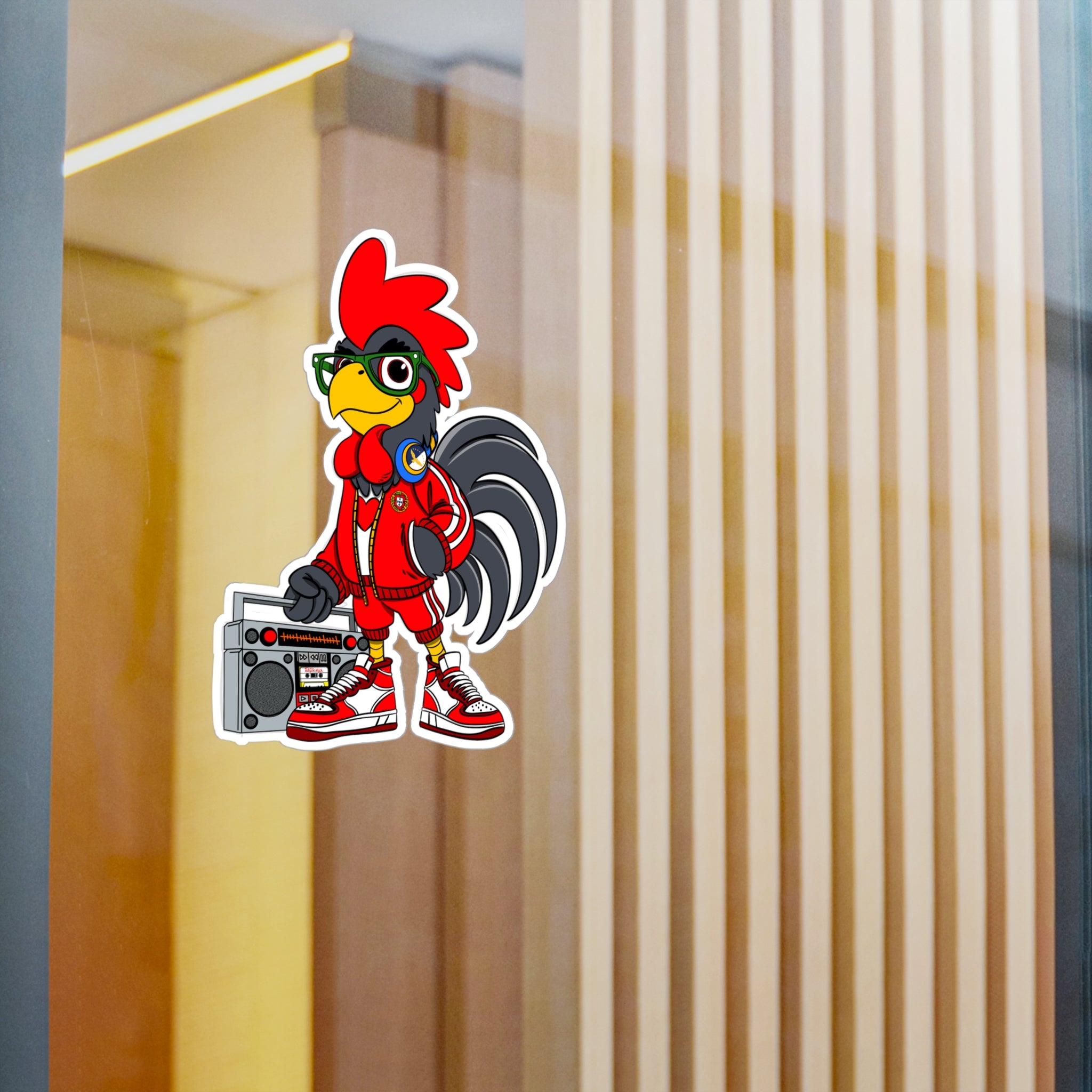 Hip-Hop Rooster Vinyl Decal, Fun Stickers for Laptop, Car, Wall, Office Decor, Gift for Chicken Lovers, Retro Vibe
