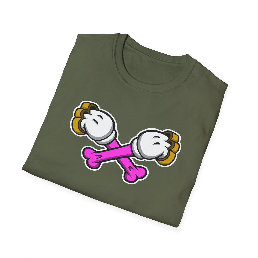 Playful Cartoon Bones Unisex T-Shirt, Casual Style, Fun Gift for Kids & Adults, Halloween Costume, Everyday Wear, Cartoon Graphic Tee