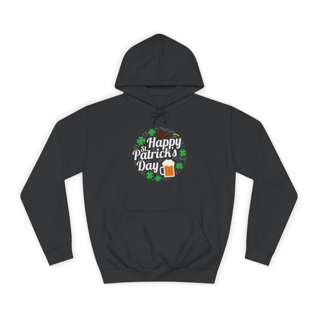 St. Patrick's Day Unisex College Hoodie, Irish Holiday Apparel, Lucky Clover Sweatshirt, Beer Lover Gift, Cozy St. Pat's Outfit