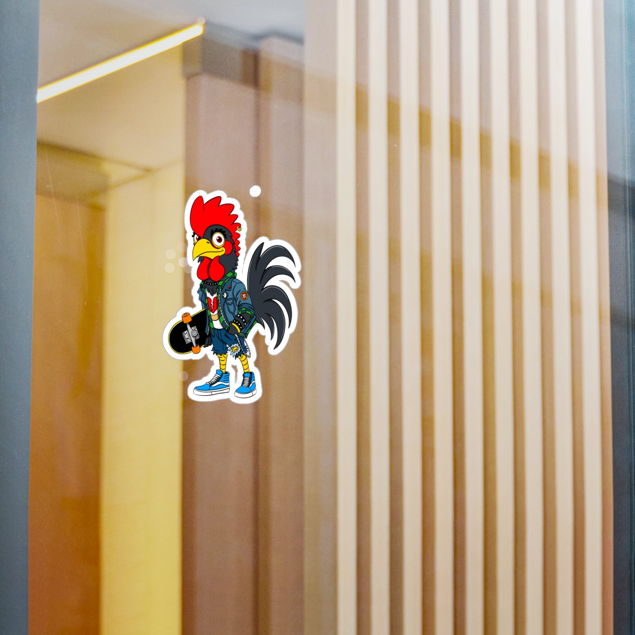 Punk Rock Rooster Vinyl Decals | Fun Stickers for Skateboards, Laptops, Water Bottles, Unique Gifts, Vintage Vibe Decals, Colorful Wall
