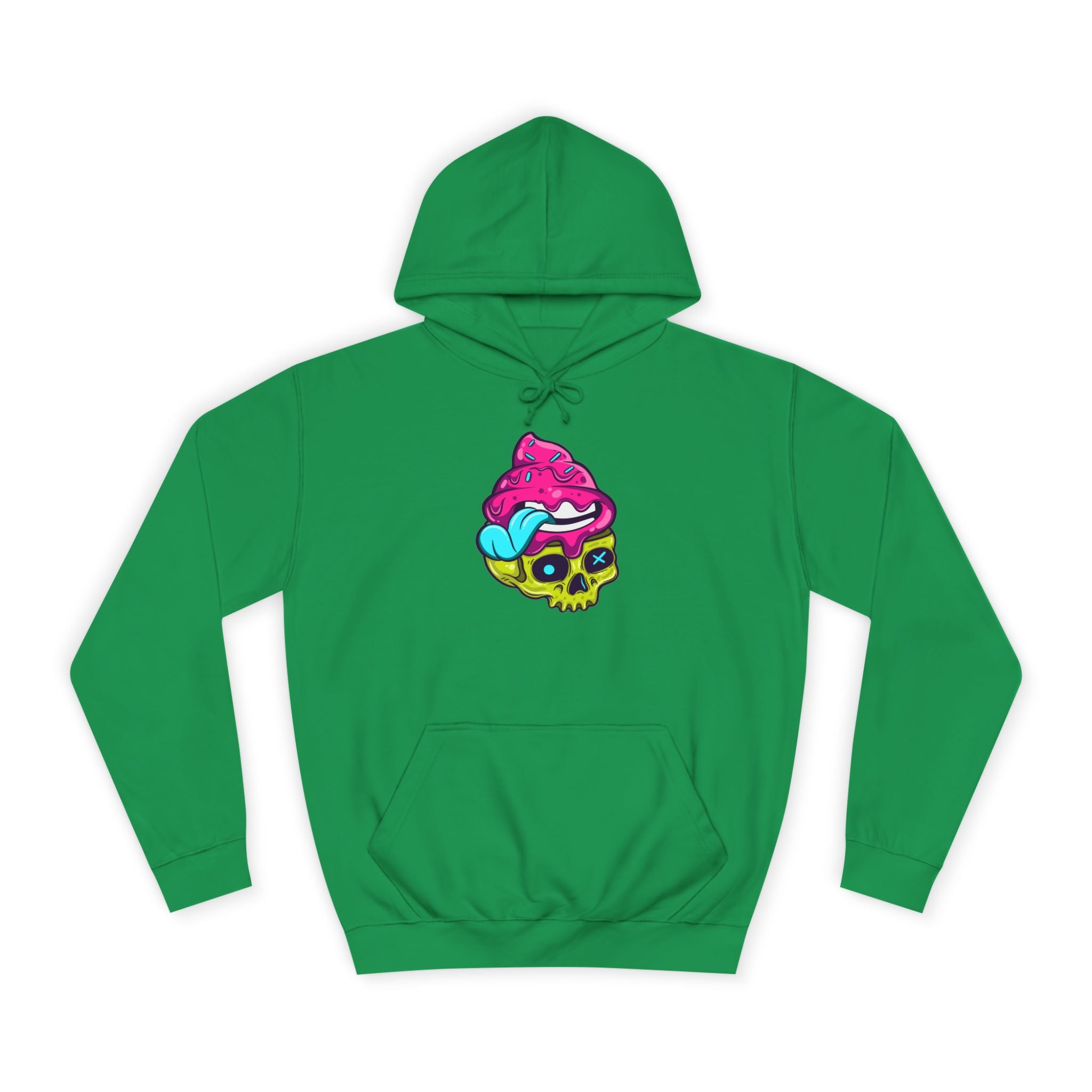 Colorful Skull Ice Cream Unisex College Hoodie, Trendy Streetwear, Casual Gift for Students, Halloween, Unique Fashion Statement