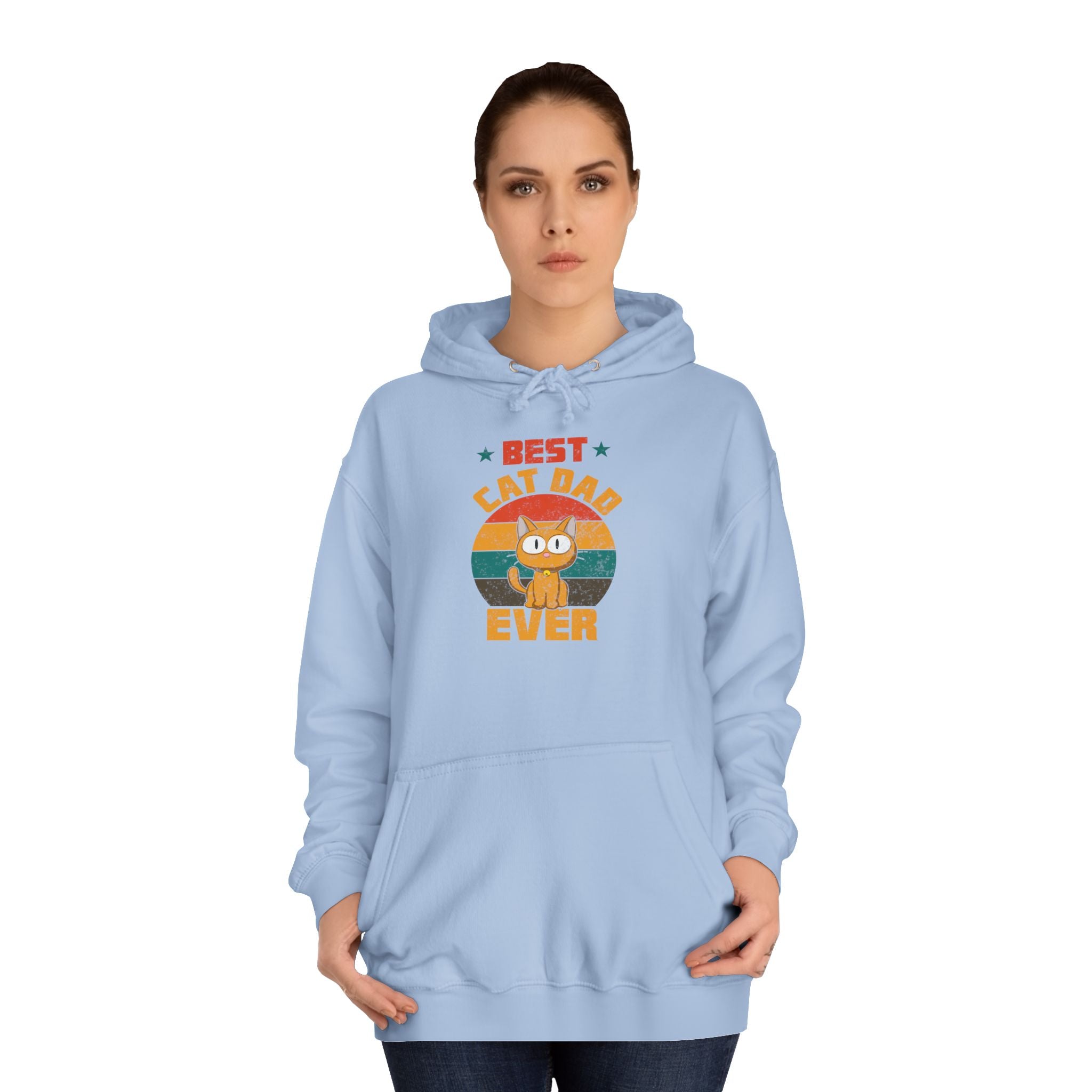 Best Cat Dad Ever Hoodie, Unisex College Hoodie, Gift for Cat Lovers, Cozy Sweatshirt, Funny Cat Dad Apparel