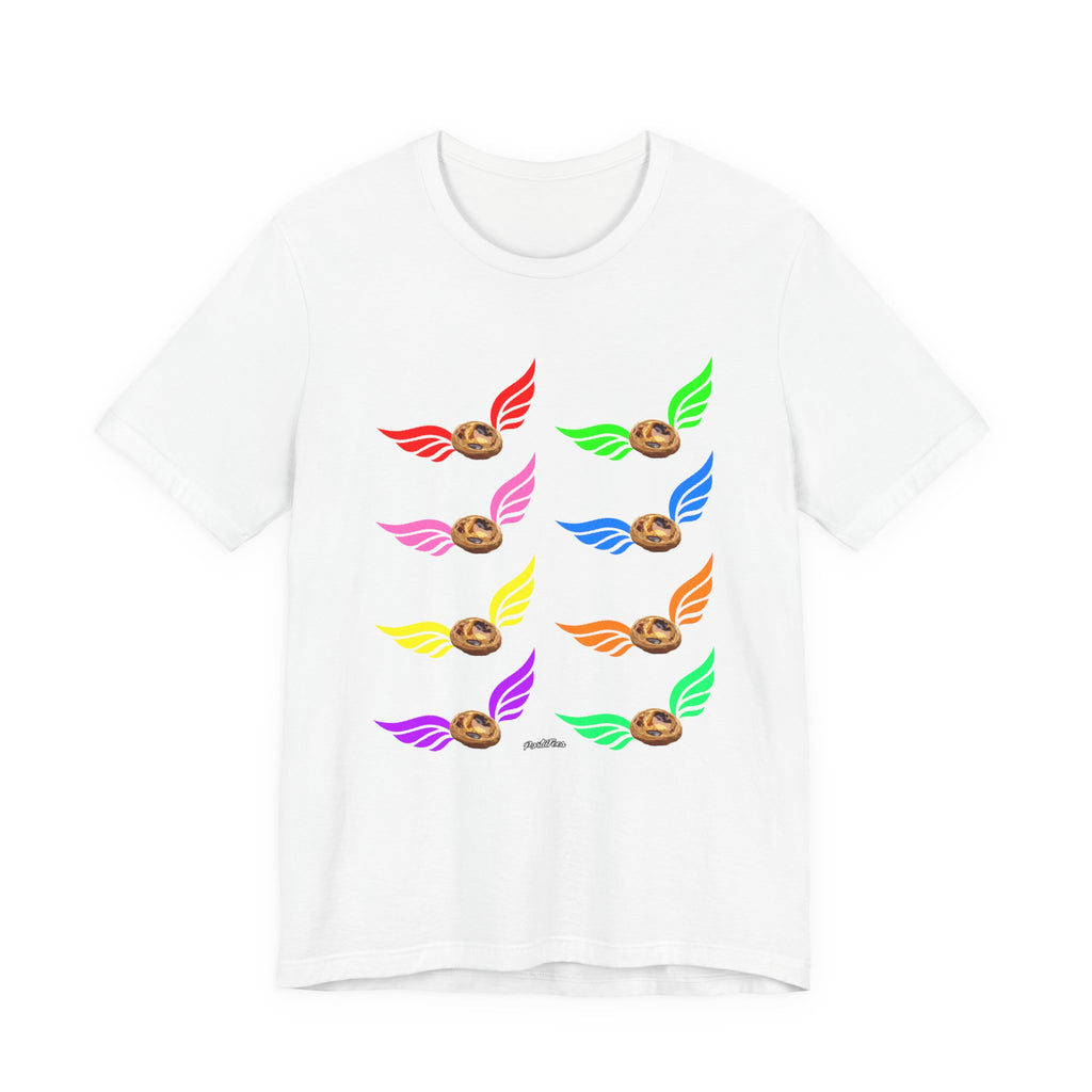 Flying Natas Rainbow Tee — Colorful Winged Pastel Da Natas Graphic T-Shirt