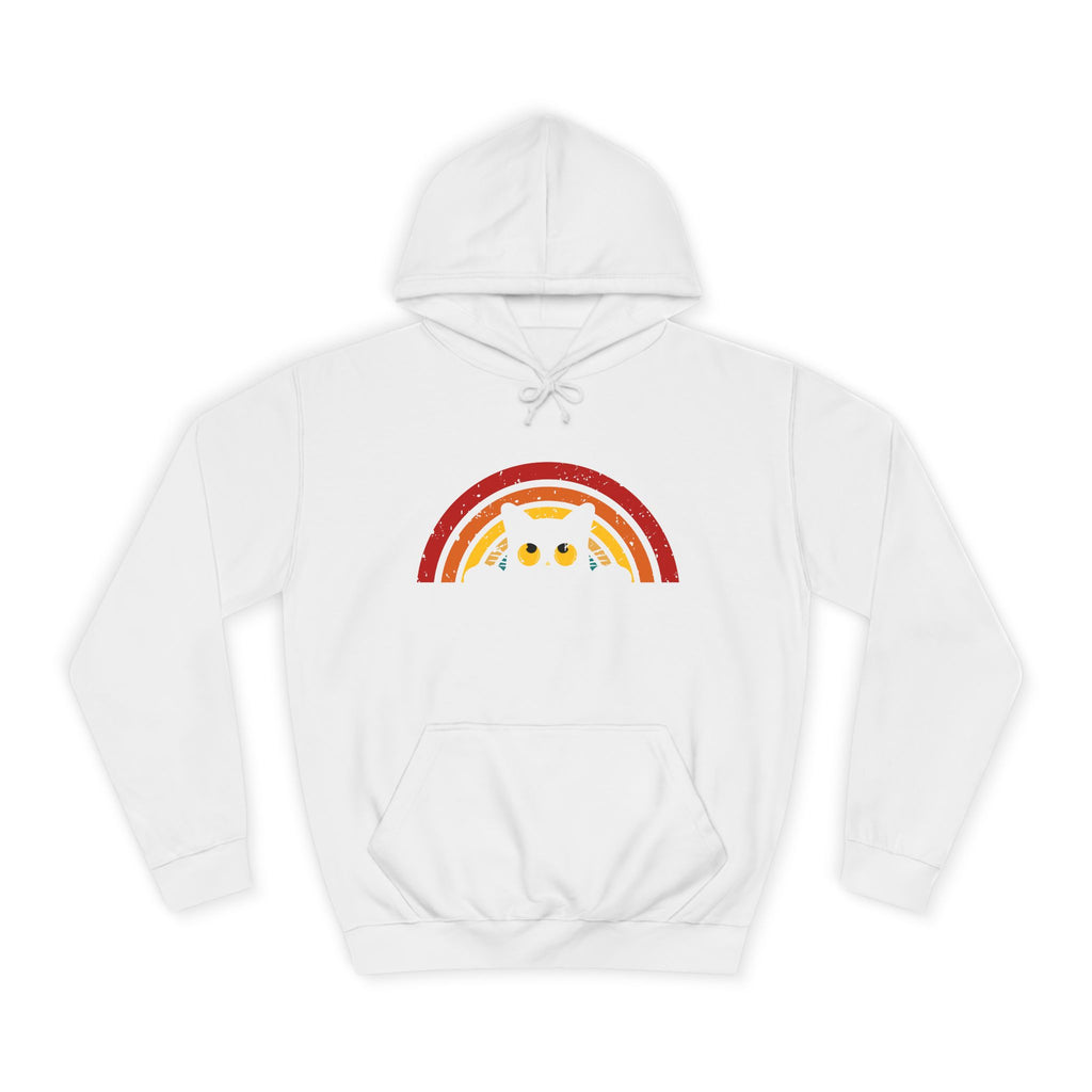 Cozy Rainbow Owl Hoodie, Cute College Sweatshirt, Unisex Gift, Fall Favorite, Nature Lover Apparel, Perfect for Students