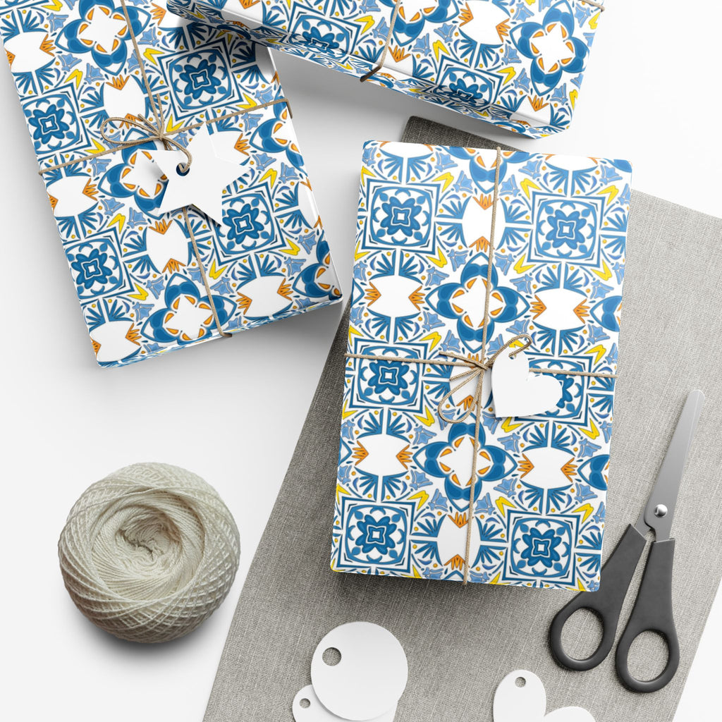 Portuguese Azulejos Gift Wrapping Paper for Special Occasions, Parties, Weddings, and Holidays