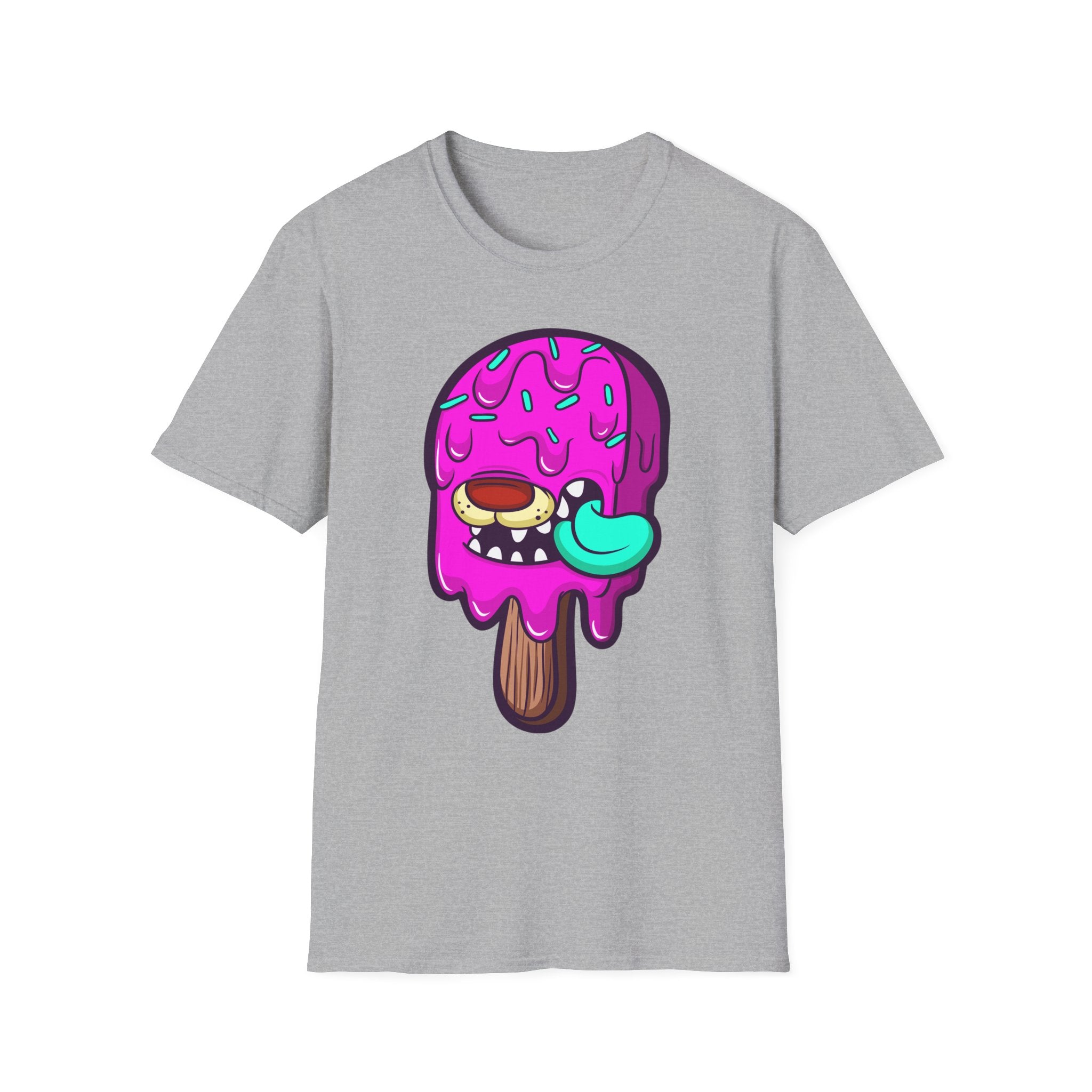 Funny Ice Cream Monster Unisex T-Shirt for Summer Fun, Cute Graphic Tee, Gift for Ice Cream Lovers, Summer Party Shirt, Quirky Gift Idea