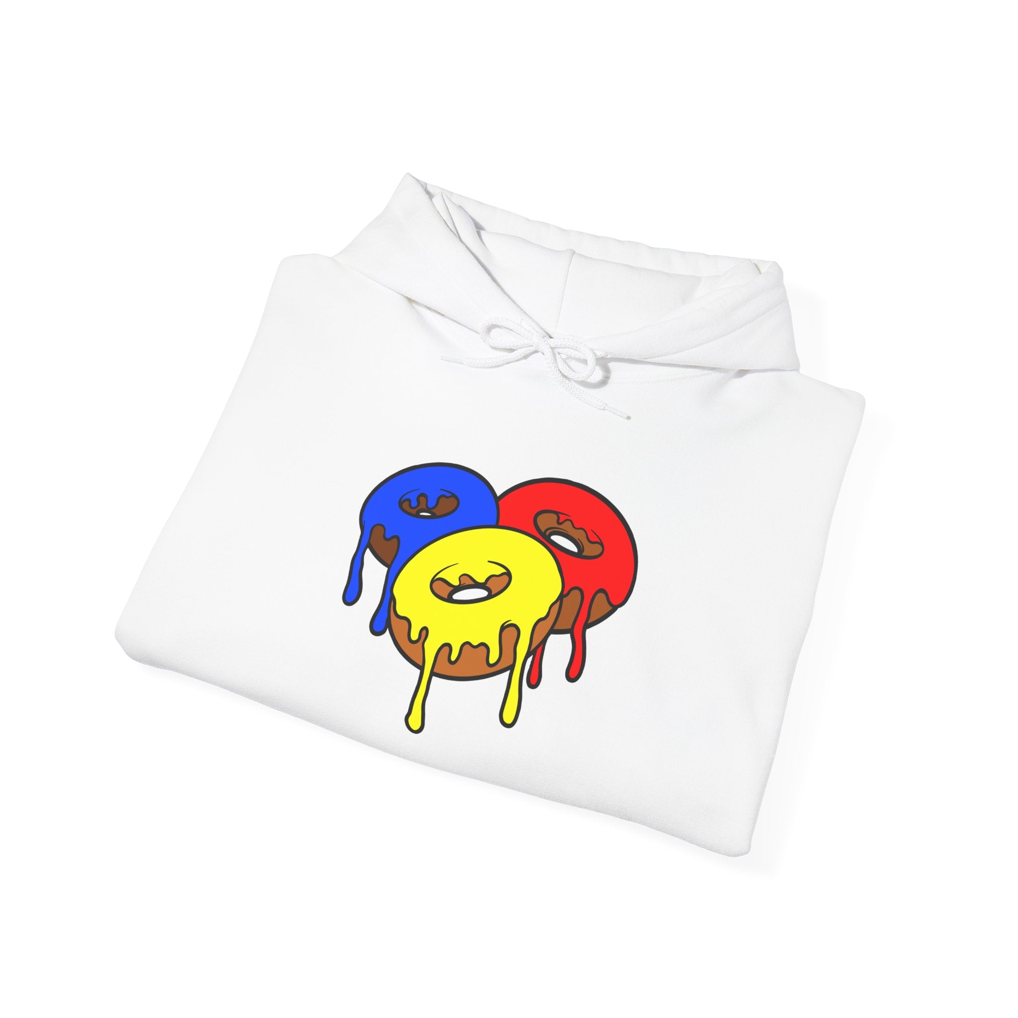 Colorful Dripping Donut Unisex College Hoodie, Fun and Trendy Sweatshirt, Great for Students, Casual Wear, Gift Idea