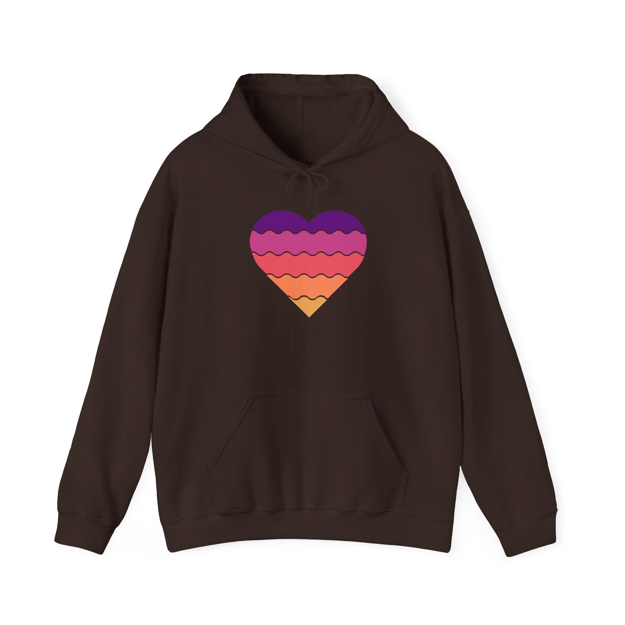 Ocean Sunset Heart Unisex Hooded Sweatshirt, Cozy Pullover, Summer Vibes, Gift for Him/Her, Relaxed Style, Casual Wear