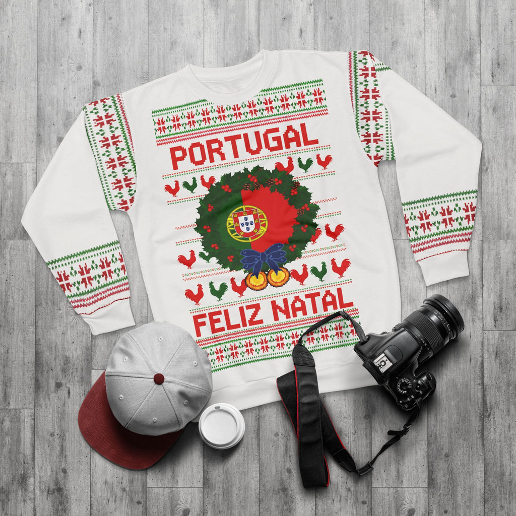 Portugal Feliz Natal Sweatshirt — Christmas Wreath Portuguese Holiday Sweater