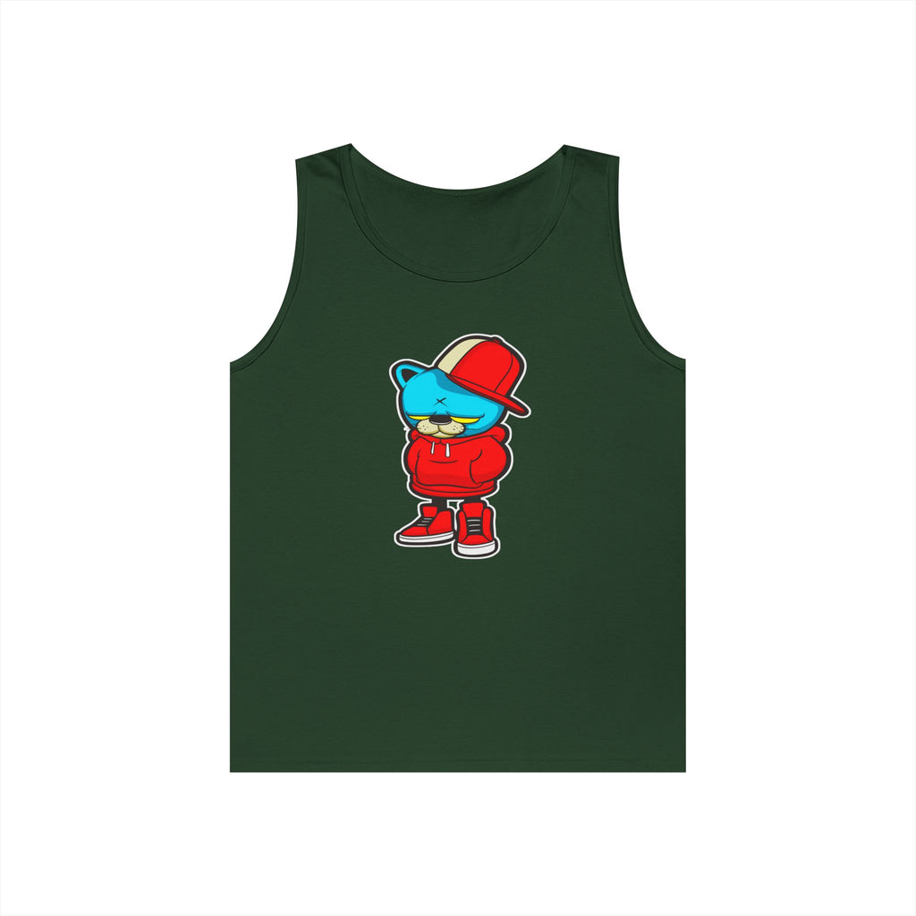Cool Urban Bear Unisex Heavy Cotton Tank Top, Casual Streetwear, Summer Outfit, Gift for Friends, Cool Graphic Tee