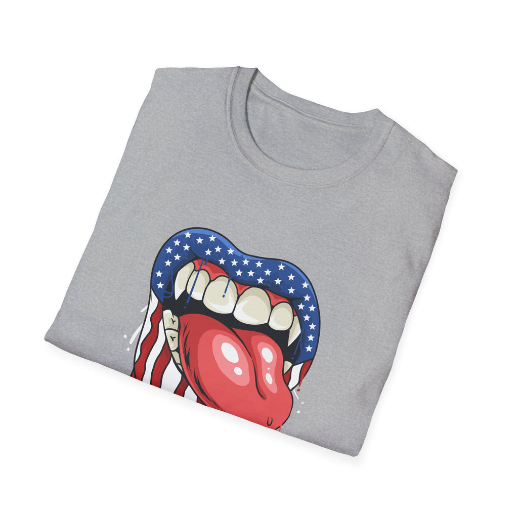 Patriotic Graphic Tee, Softstyle T-Shirt for July 4th, Party Wear, Casual Outfits, Unique Gift for Americans