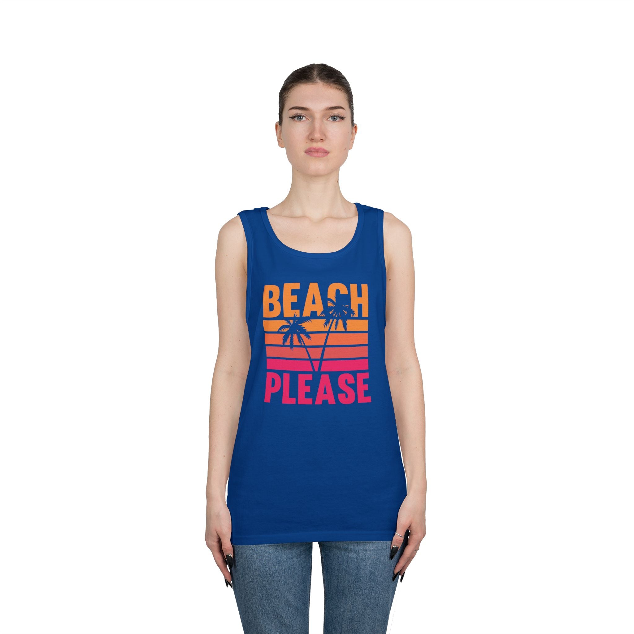 Beach Please Tank Top, Summer Apparel, Unisex Summer Wear, Vacation Style, Gift for Beach Lovers, Pool Party Outfit