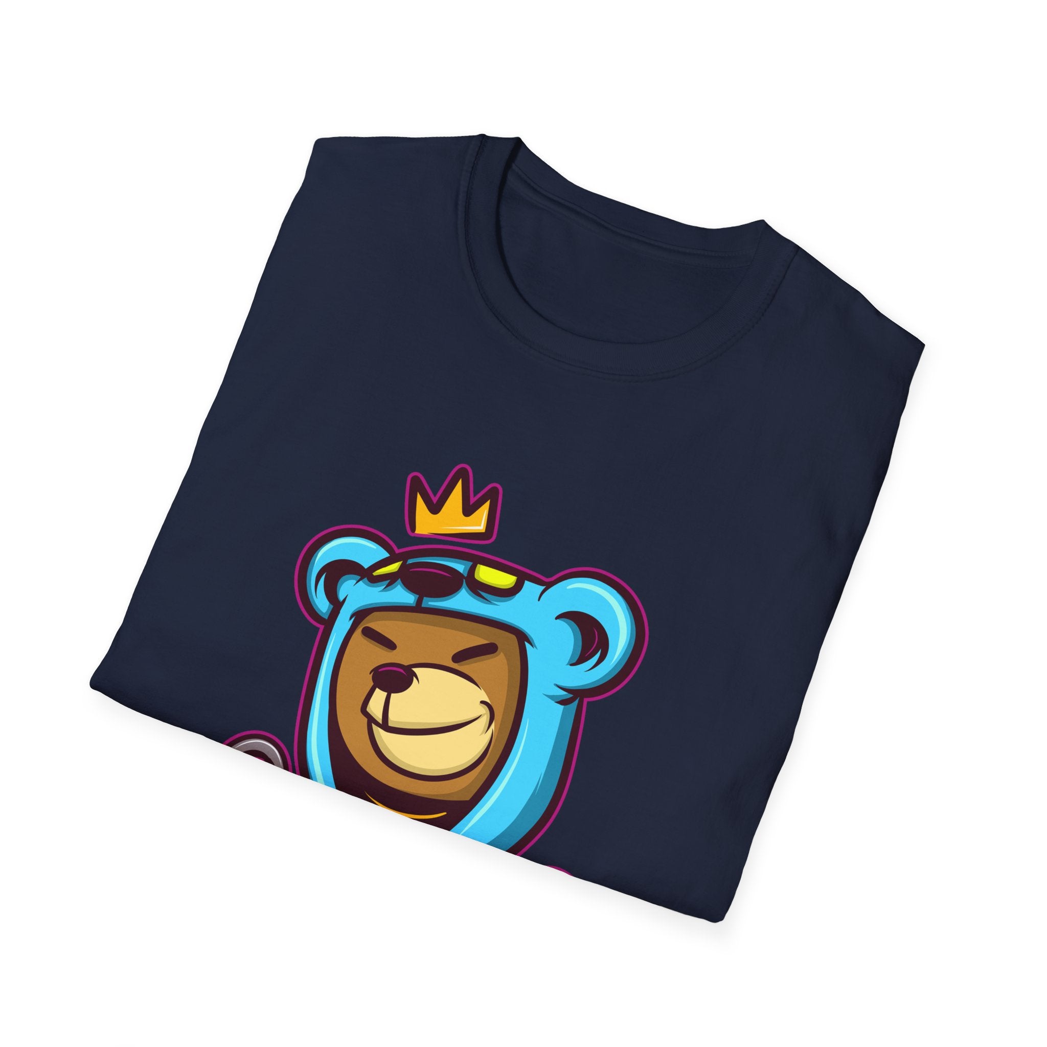 King Bear Graphic Tee - Unisex Softstyle T-Shirt, Casual Wear, Streetwear, Gift for Animal Lovers, Fun Fashion