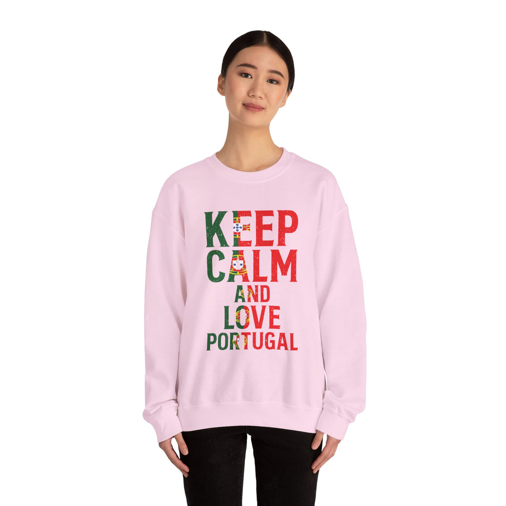 Keep Calm and Love Portugal Sweatshirt, Cozy Crewneck for Portugal Lovers, Great for Travel, Holidays, Birthdays, Gift