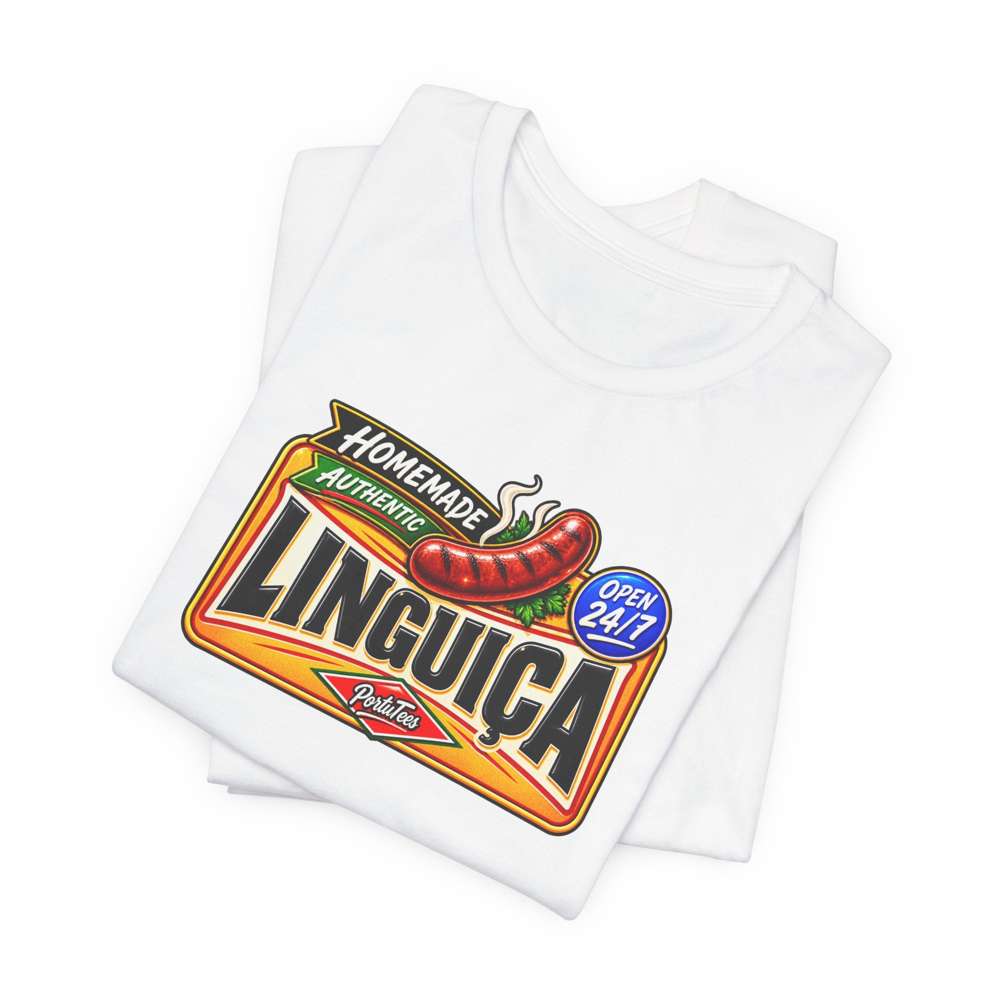 Linguica Sausage Vintage Label Tee — Homemade Authentic 24/7 Graphic T-Shirt