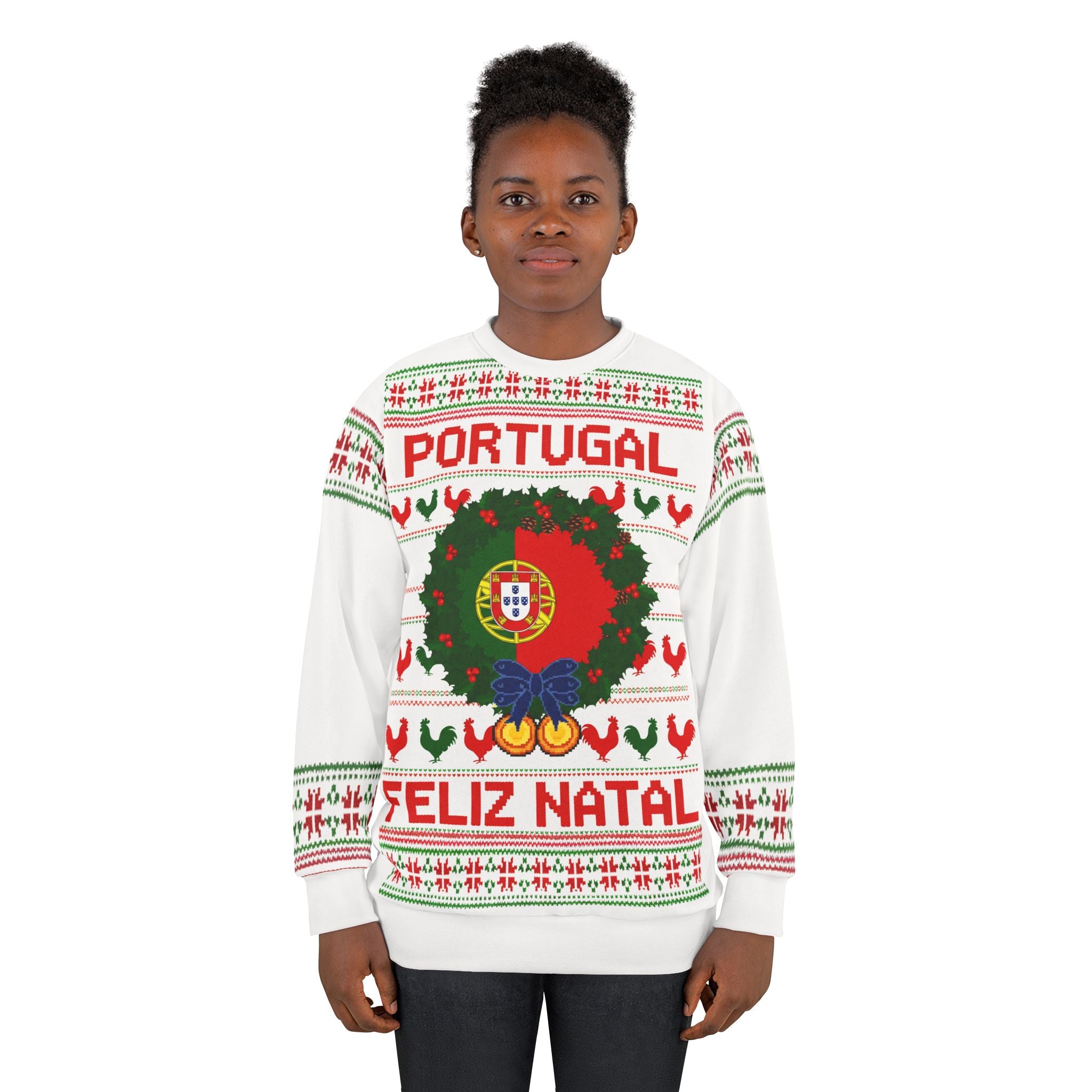 Portugal Feliz Natal Sweatshirt — Christmas Wreath Portuguese Holiday Sweater