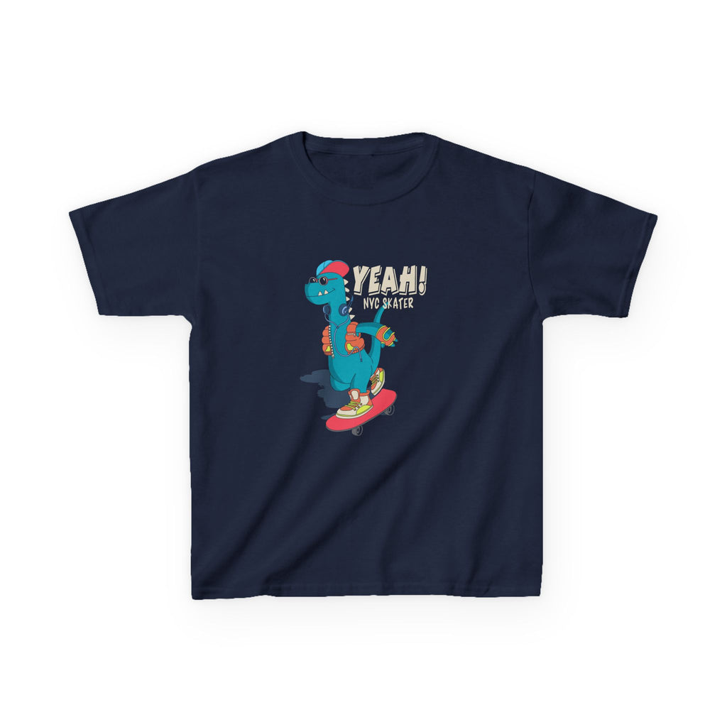 Skater Dinosaur Kids Tee - Fun & Cool T-Shirt for Young Skateboarders, Birthday Gift, Casual Wear, Unisex, Bold Graphic Tee