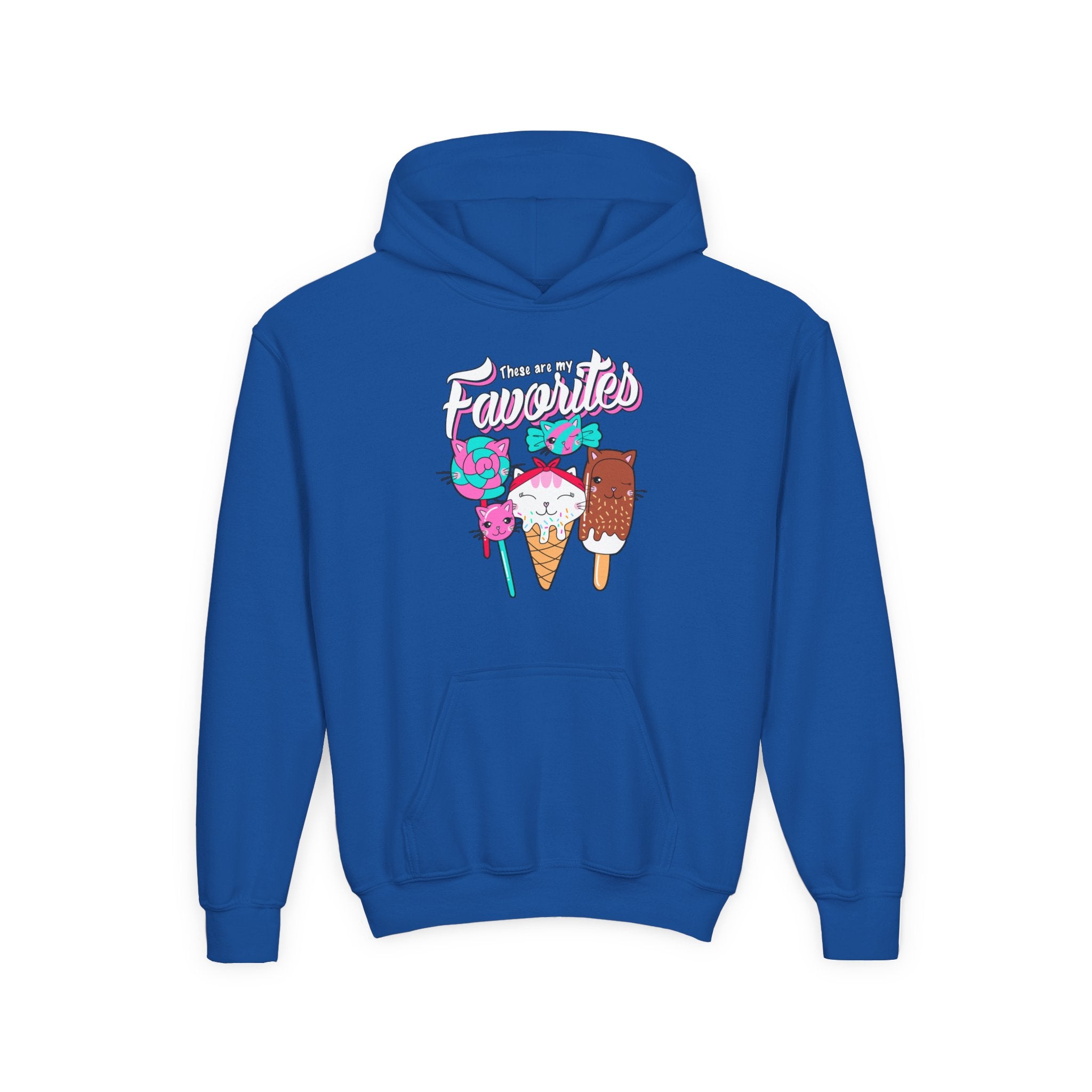 Cute Ice Cream Favorites Youth Hoodie, Summer Apparel, Kids Sweatshirt, Birthday Gift, Cartoon Ice Cream Design