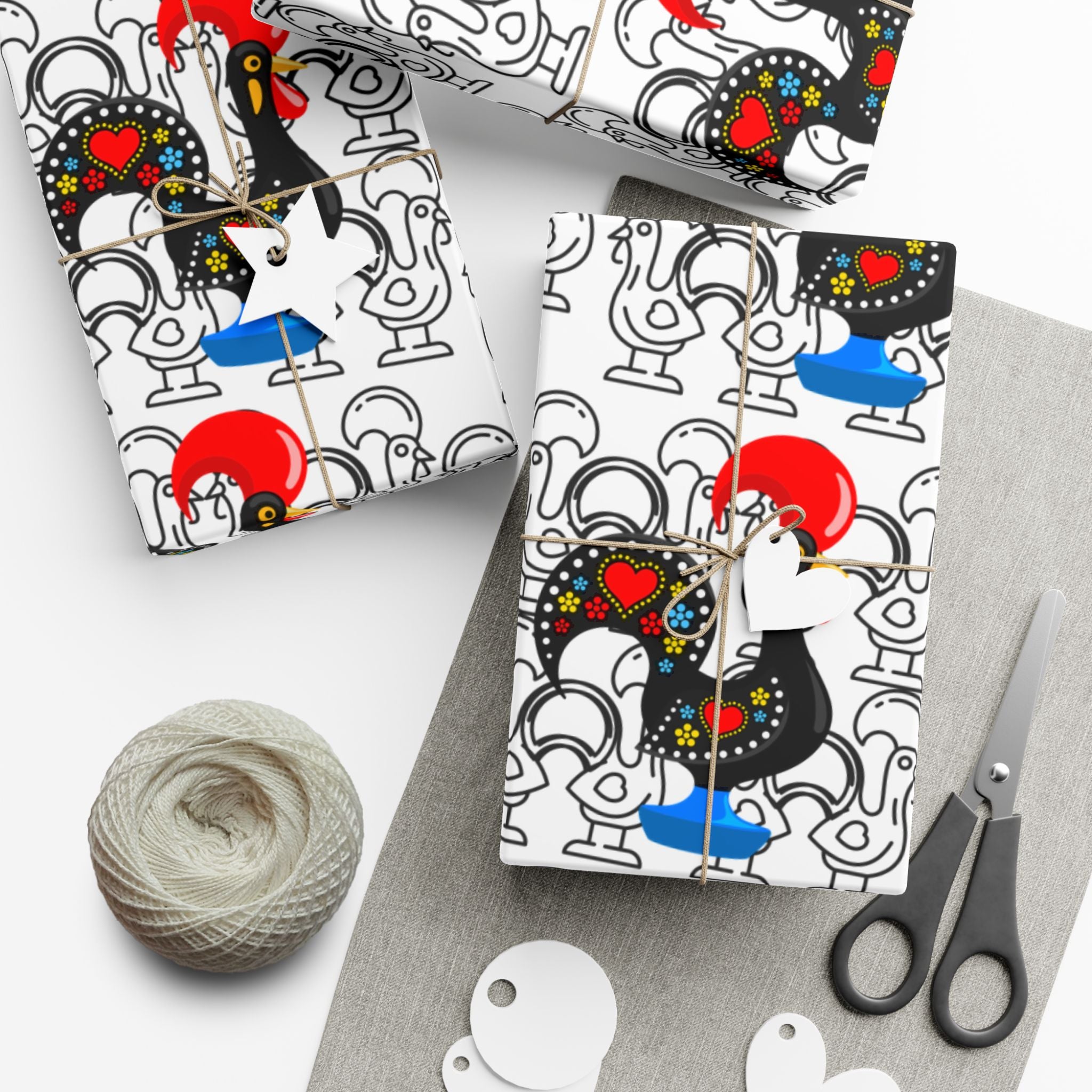 Festive Barcelos Rooster Gift Wrap Papers - Stylish and Playful Wrapping for All Occasions