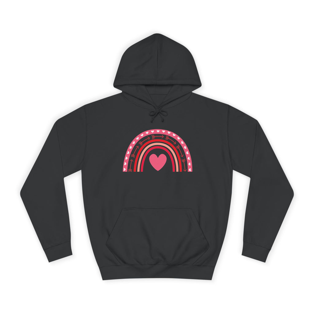 Colorful Heart Rainbow Hoodie, Unisex College Spirit Wear, Cozy Sweatshirt for Students, Cute Gift for Her, Valentine's Day Apparel