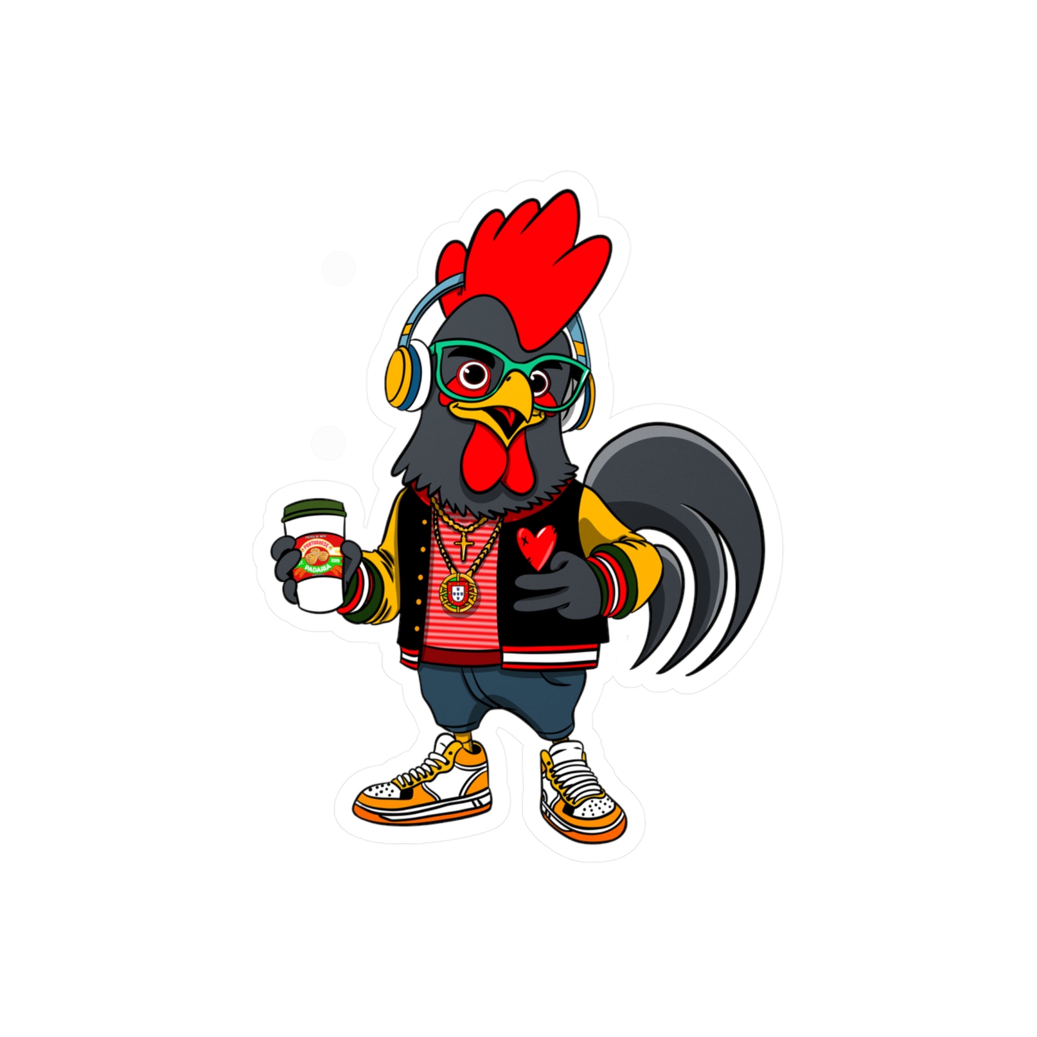 Hipster Rooster Kiss-Cut Vinyl Decals for Car, Laptop, Water Bottle, Fun Gifts for Teens, Unique Home Decor