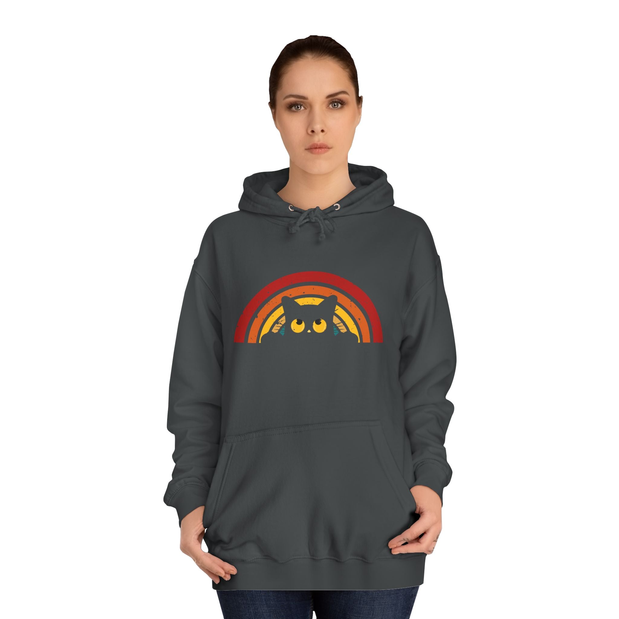 Cozy Rainbow Owl Hoodie, Cute College Sweatshirt, Unisex Gift, Fall Favorite, Nature Lover Apparel, Perfect for Students