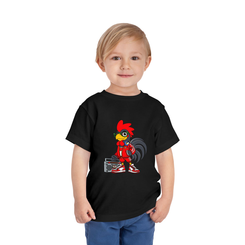 Hip-Hop Rooster Kids Tee, Toddler Short Sleeve Shirt, Fun T-Shirt, Hipster Apparel for Kids, Birthday Gift for Boys, Fun Theme Party