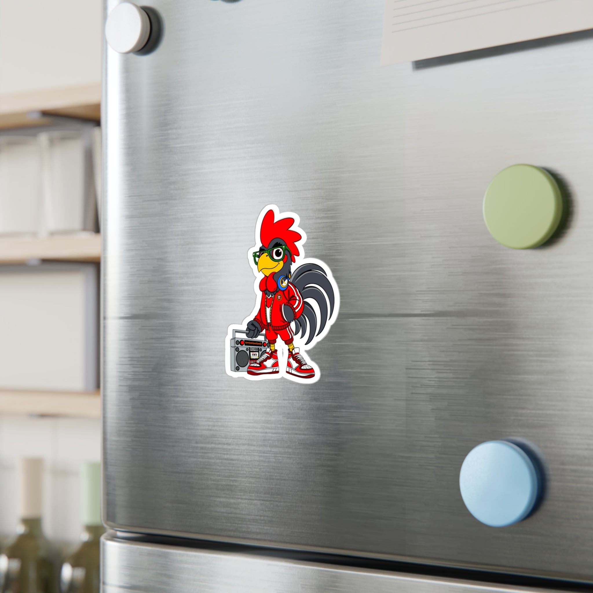 Hip-Hop Rooster Vinyl Decal, Fun Stickers for Laptop, Car, Wall, Office Decor, Gift for Chicken Lovers, Retro Vibe