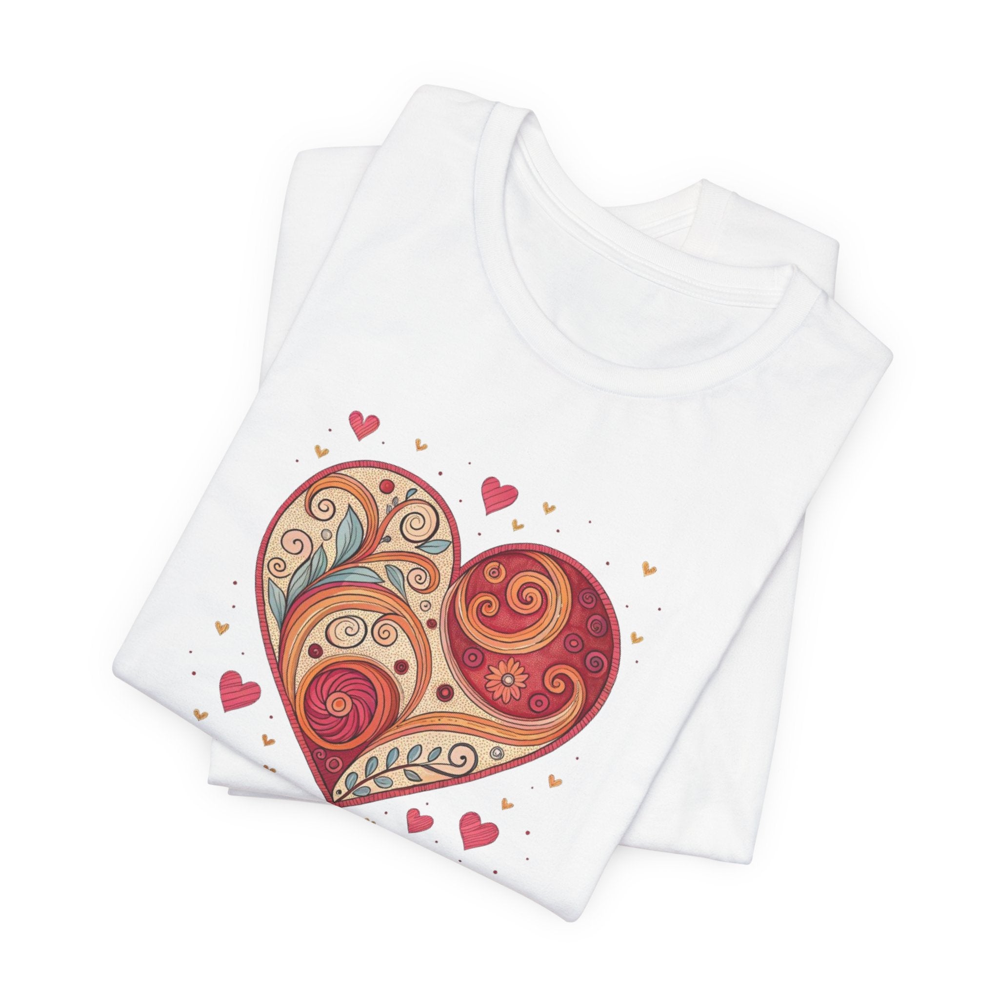 Heart Paisley T-Shirt — Boho Floral Love Tee for Valentine’s Day