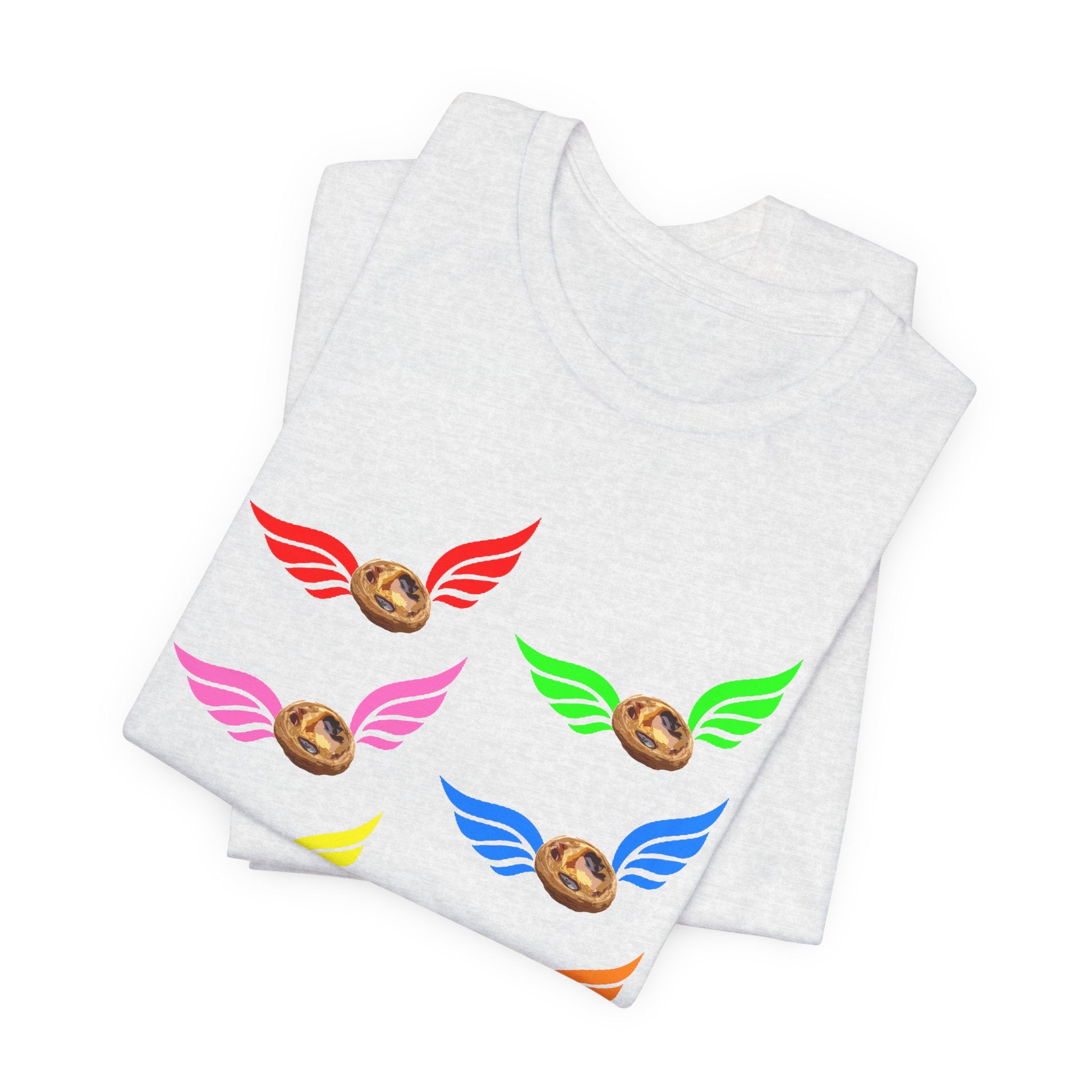 Flying Natas Rainbow Tee — Colorful Winged Pastel Da Natas Graphic T-Shirt