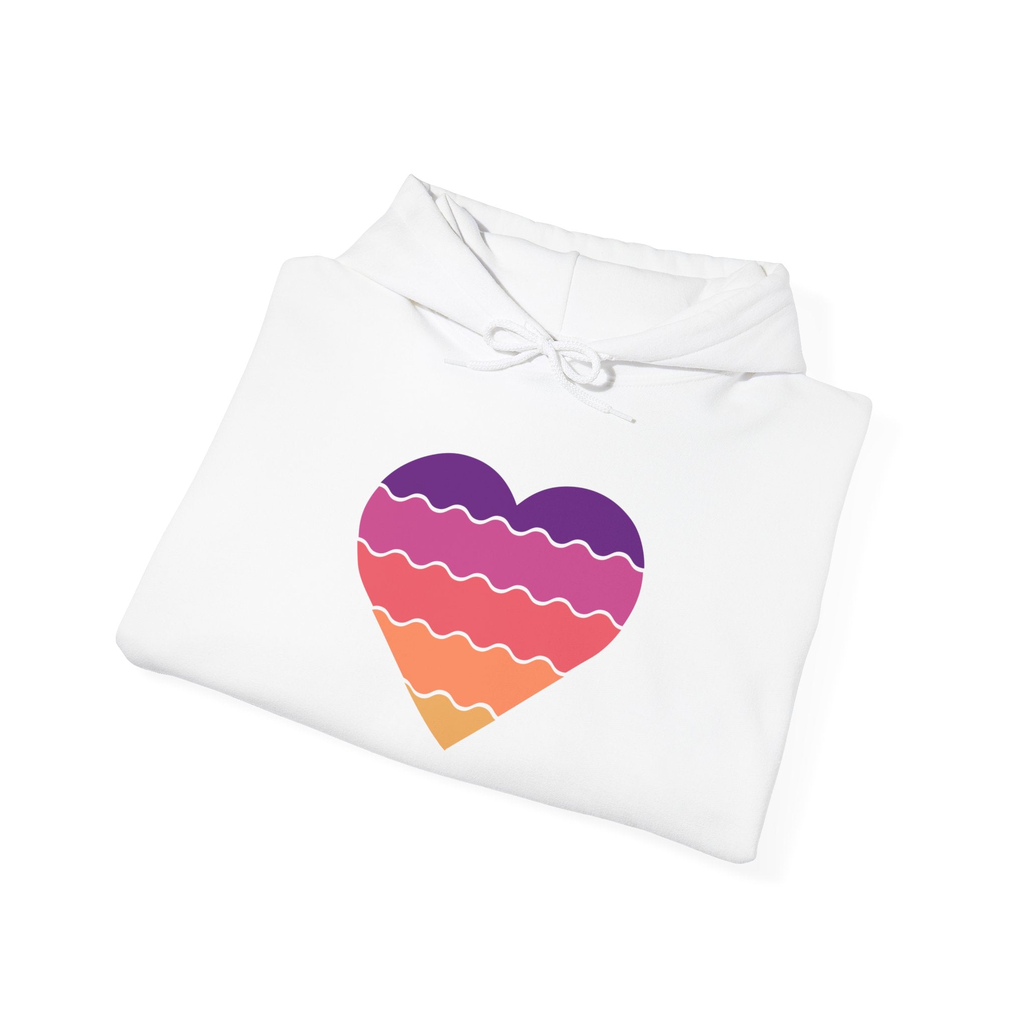 Ocean Sunset Heart Unisex Hooded Sweatshirt, Cozy Pullover, Summer Vibes, Gift for Him/Her, Relaxed Style, Casual Wear