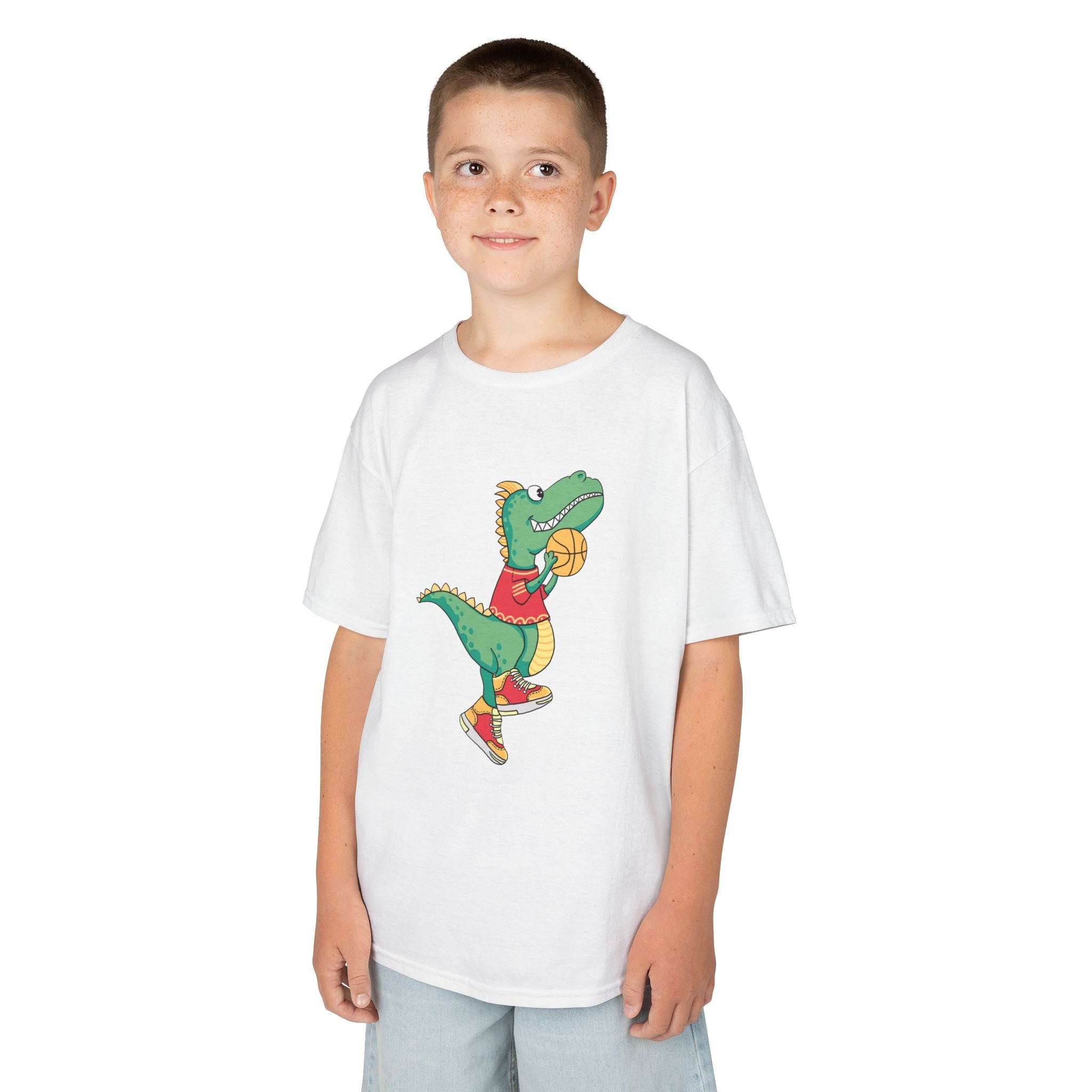 Dinosaur Basketball Kids Tee Fun Graphic Tee for Boys & Girls, Perfect for Birthdays, Playdates, Sports Events, Summer