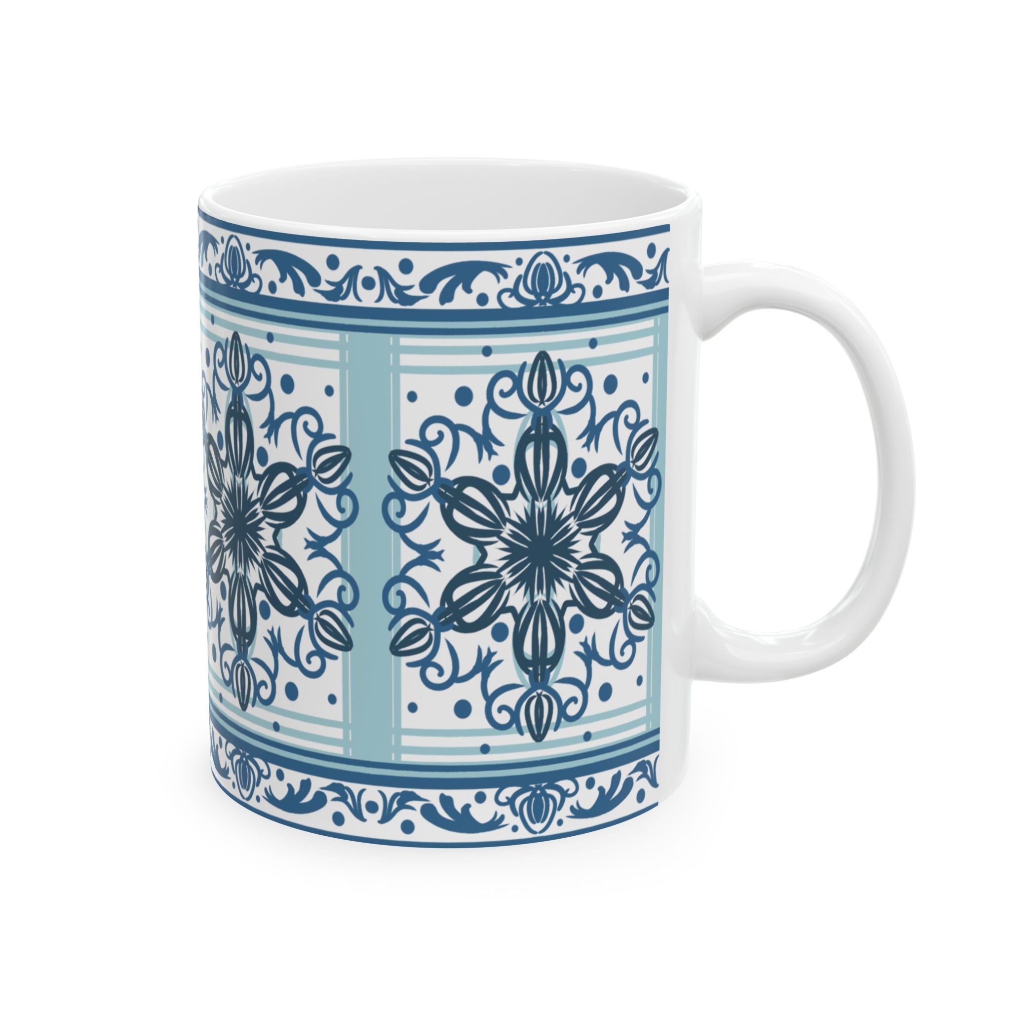 Azulejos Elegant Blue Pattern Ceramic Mug - Perfect for Coffee Lovers