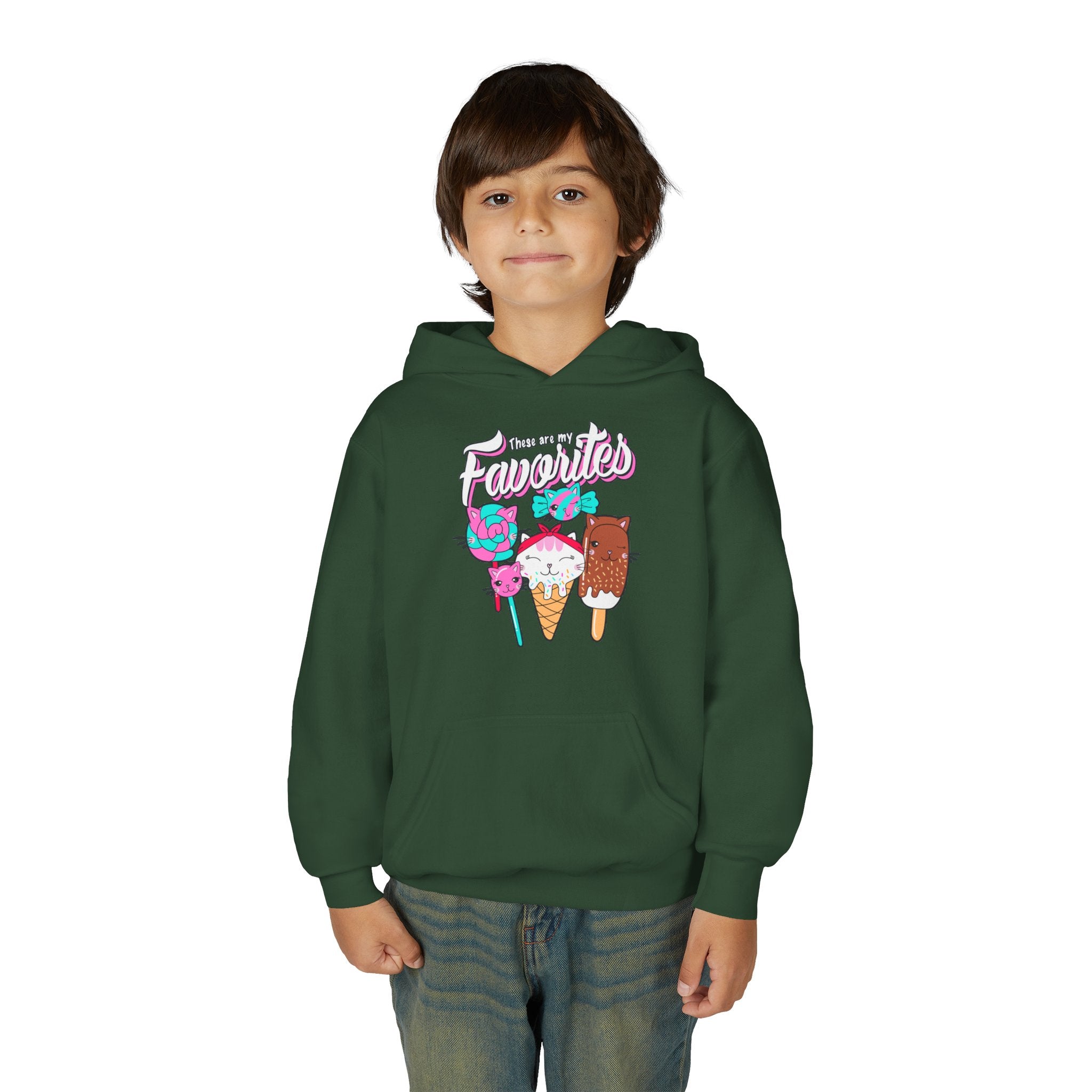 Cute Ice Cream Favorites Youth Hoodie, Summer Apparel, Kids Sweatshirt, Birthday Gift, Cartoon Ice Cream Design