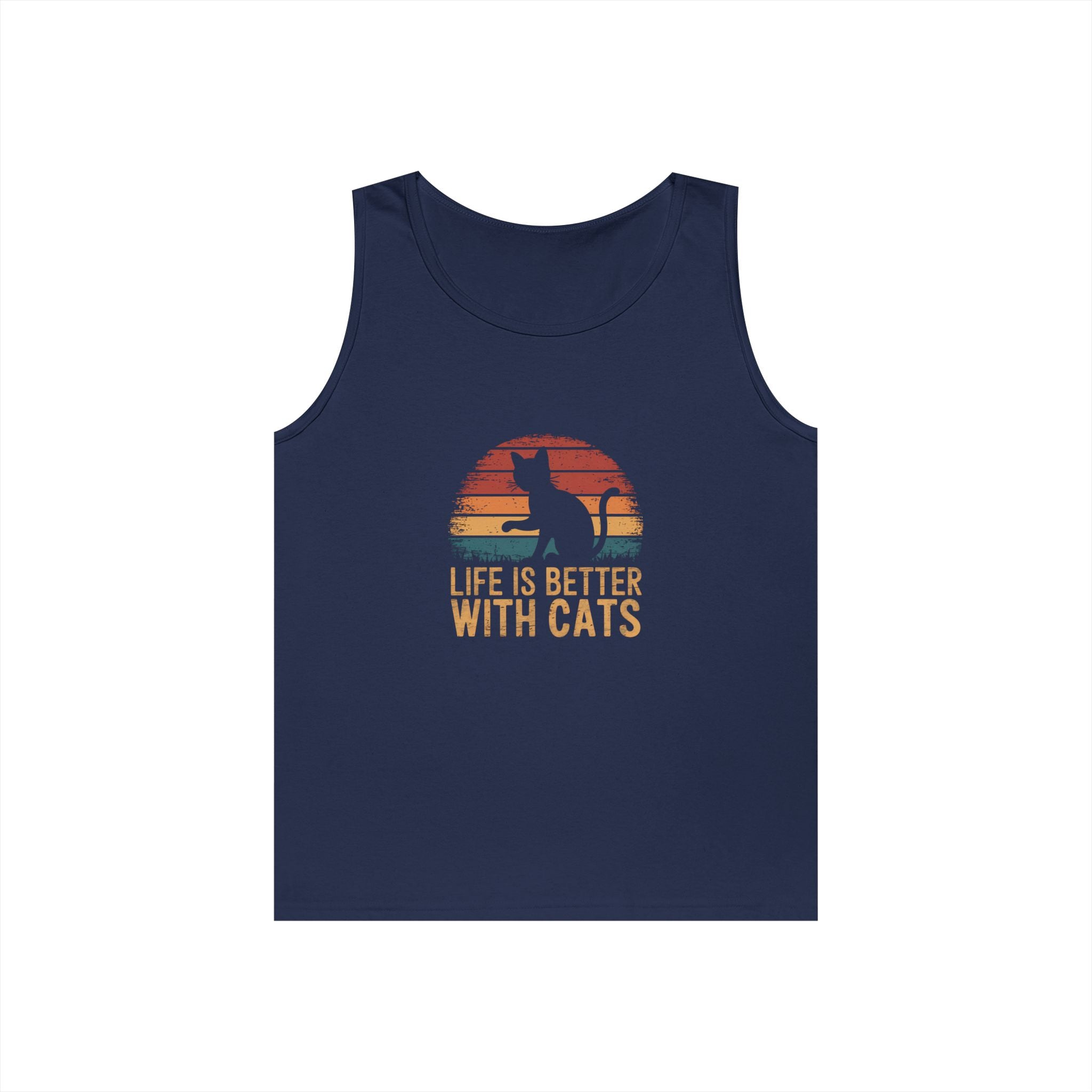 Life is Better With Cats Unisex Heavy Cotton Tank Top, Cat Lover Gift, Summer Apparel, Pet Owner Tank, Funny Cat Top, Cute Cat Shirt