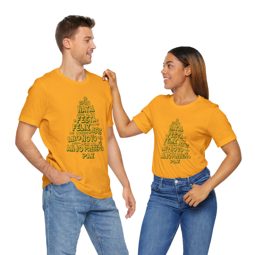 Portuguese Christmas Tree Typography Tee – Feliz Natal Portuguese Holiday T-Shirt