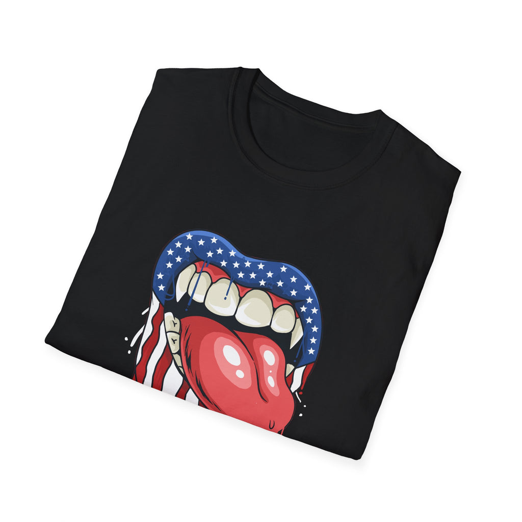 Patriotic Graphic Tee, Softstyle T-Shirt for July 4th, Party Wear, Casual Outfits, Unique Gift for Americans