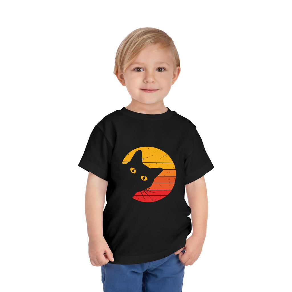 Sunset Cat Toddler Tee - Cute Cat Shirt, Kids Summer Tee, Playful Gift for Cat Lovers, Birthday Gift, Cozy Everyday Wear