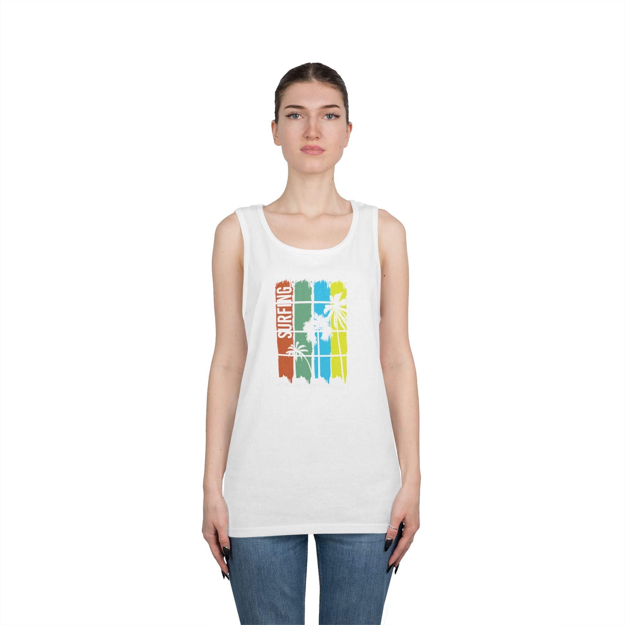 Surf Vibe Unisex Heavy Cotton Tank Top - Perfect for Summer, Beach Days, Relaxation, Surfing, Pool Parties, Vacation Wear