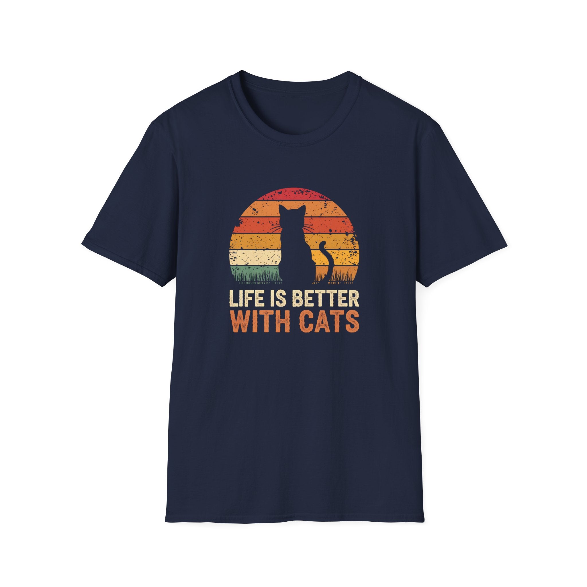 Life is Better with Cats Unisex T-Shirt, Cat Lover Gift, Pet Owner Tee, Cozy Cotton Shirt for Cat Lovers, Fun Vintage Design