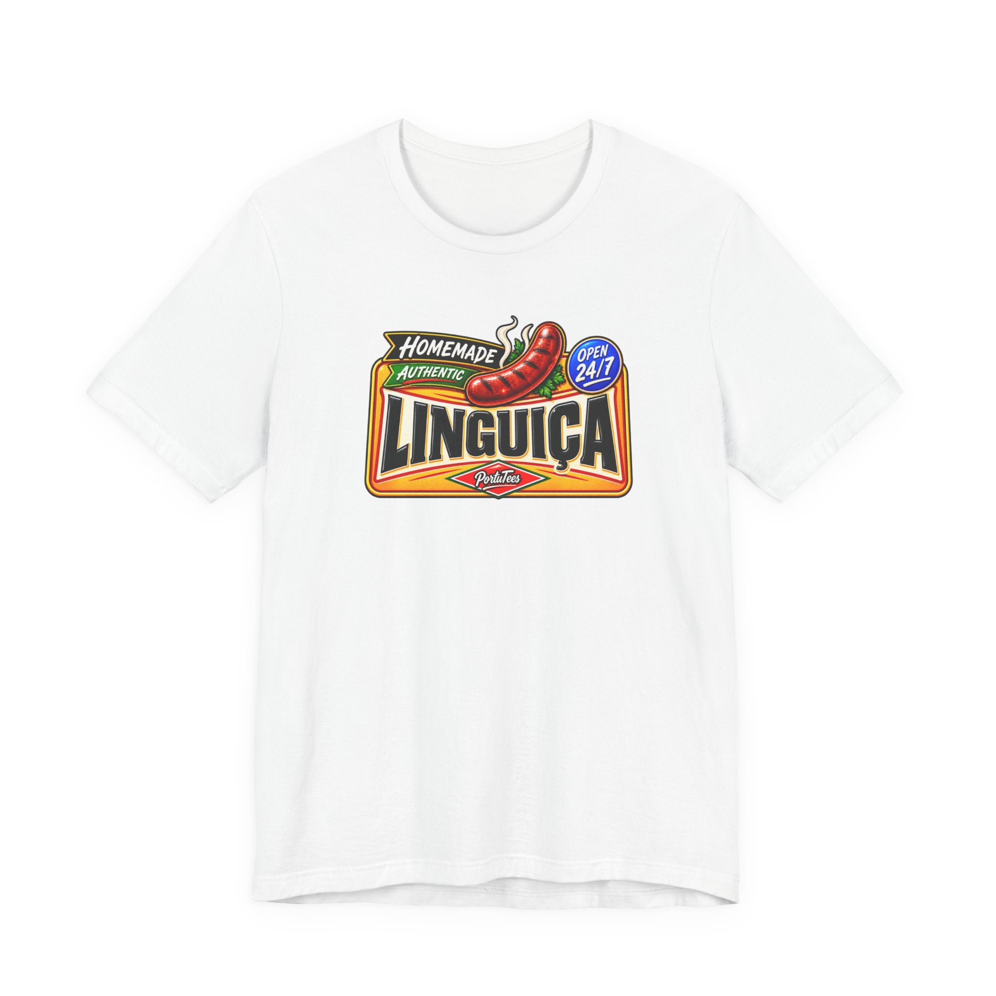 Linguica Sausage Vintage Label Tee — Homemade Authentic 24/7 Graphic T-Shirt