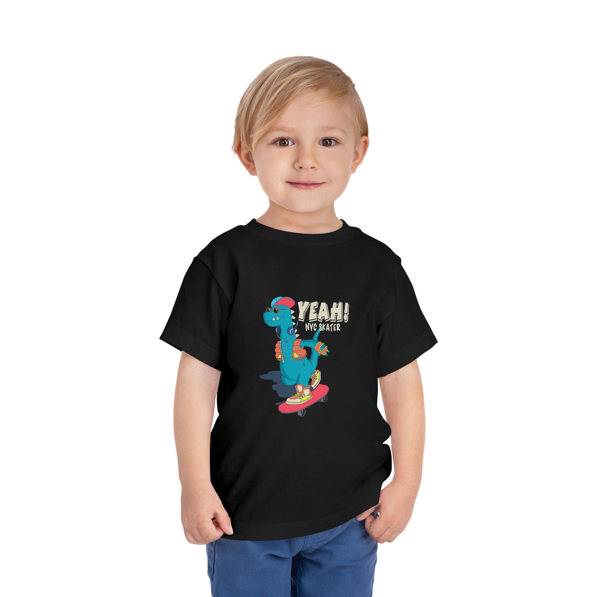 Skater Dinosaur Toddler Tee - Fun Summer Style, Gift for Kids, Playtime Adventures, Birthday Celebration, Cute Graphic T-Shirt